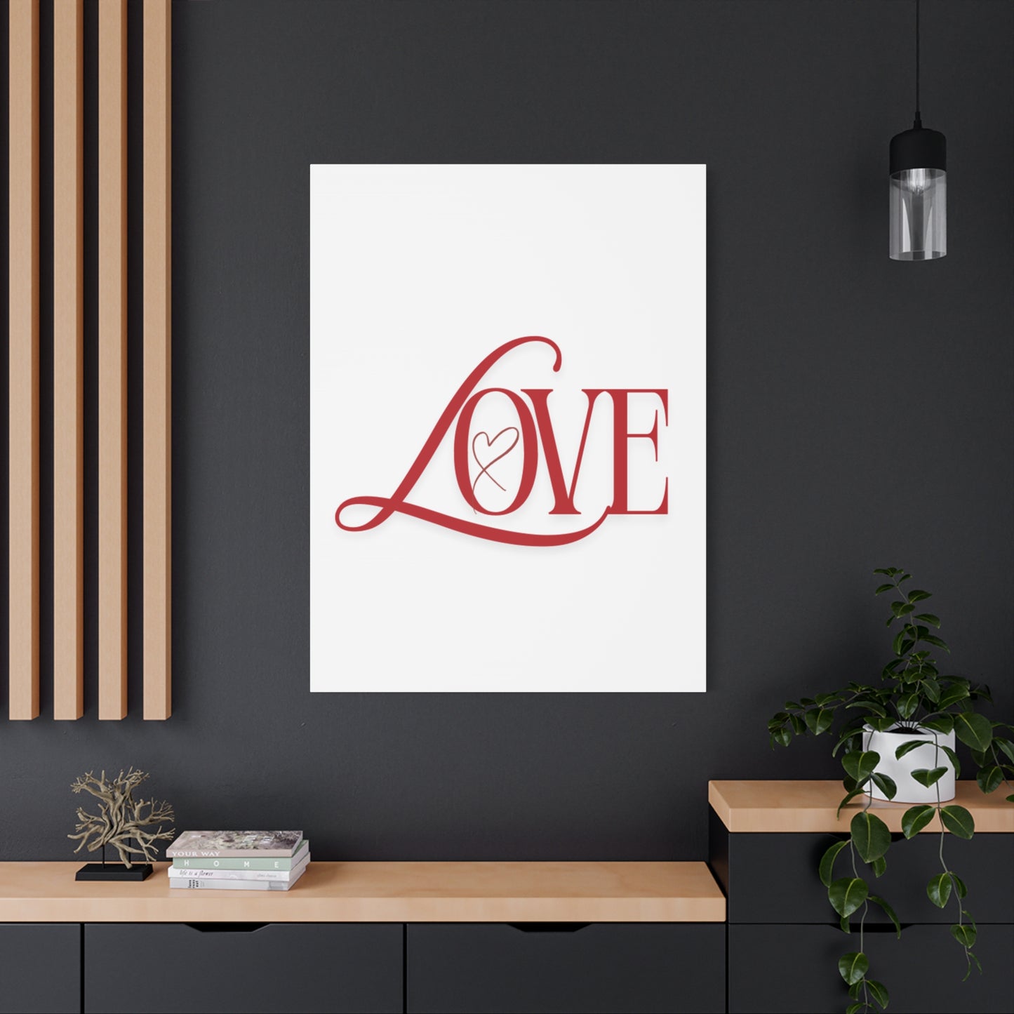 Red Script LOVE with Heart Canvas