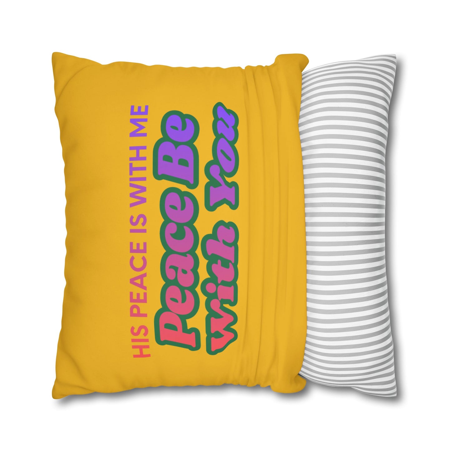 Peace Be With You Pillowcase | Inspirational Text Square Pillow
