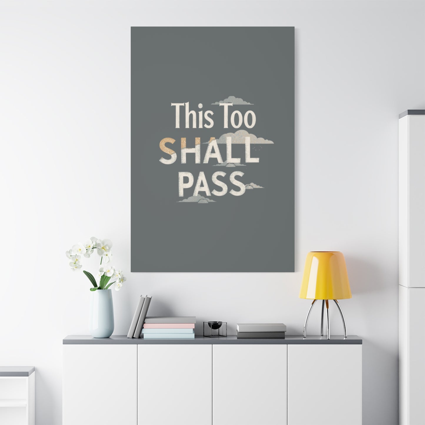 This Too Shall Pass Matte Canvas Print, Stretched Wall Art | Calming Hand-Lettered Typography