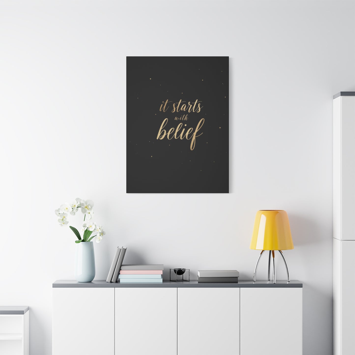 It Starts With Belief Canvas | Inspirational Wall Art, Matte Stretched Canvas