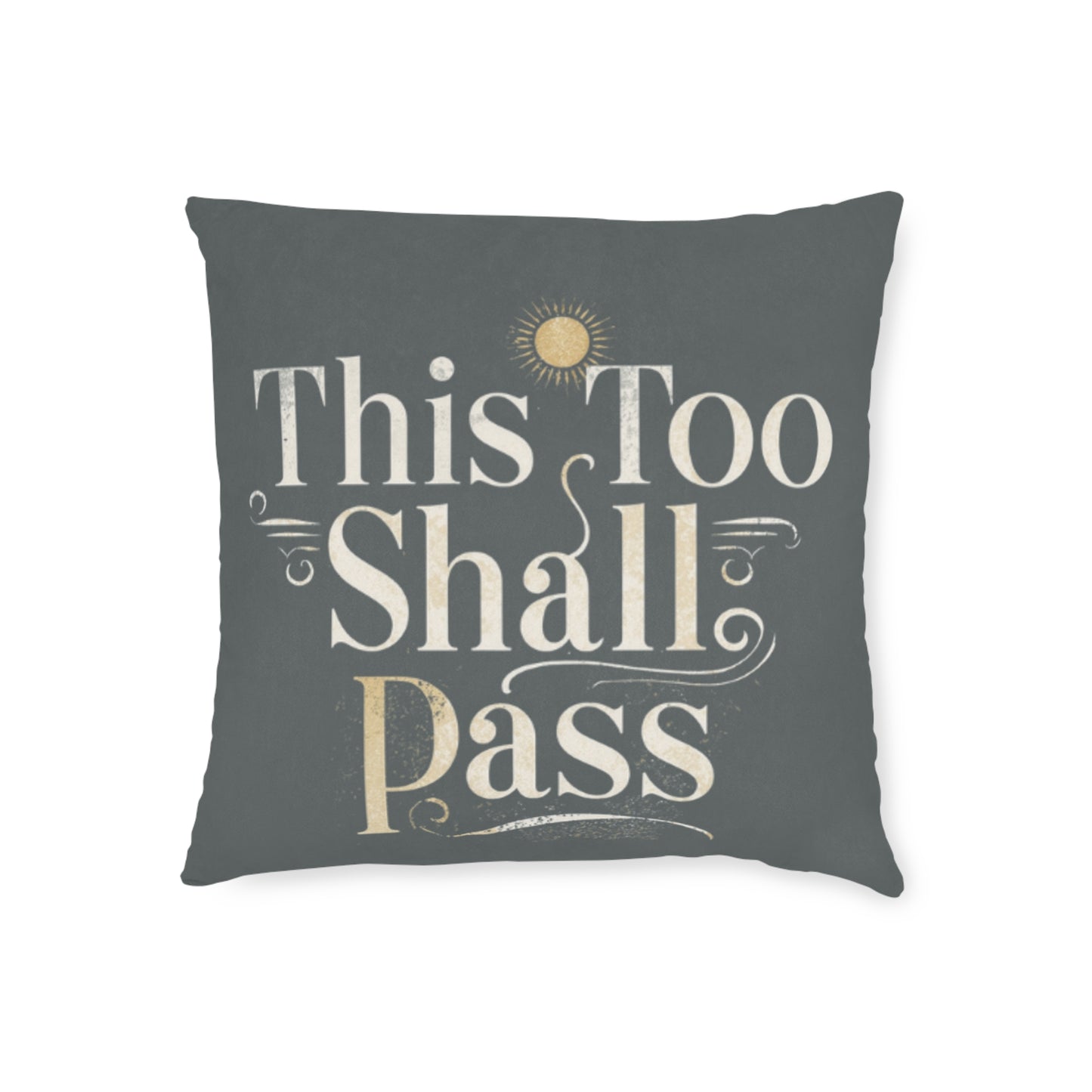 This Too Shall Pass script | Square Pillow, vintage hand-lettered calming throw pillow