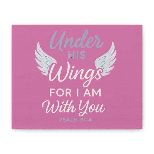 Inspirational Canvas Print, Home Decor, Christian Art, Gift for Faith, Under His Wings, Psalm 91:4