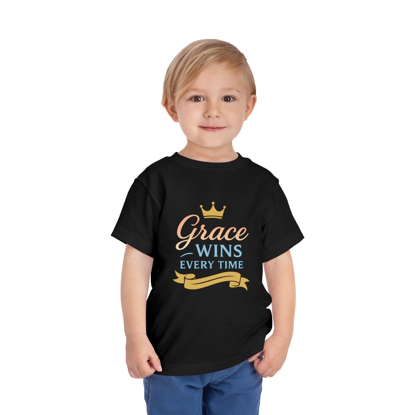 Toddler Short Sleeve Tee - "Grace Wins Every Time" Inspirational Kids T-Shirt, Perfect for Birthdays, Playdates, Baby Showers, Gifts, [...]
