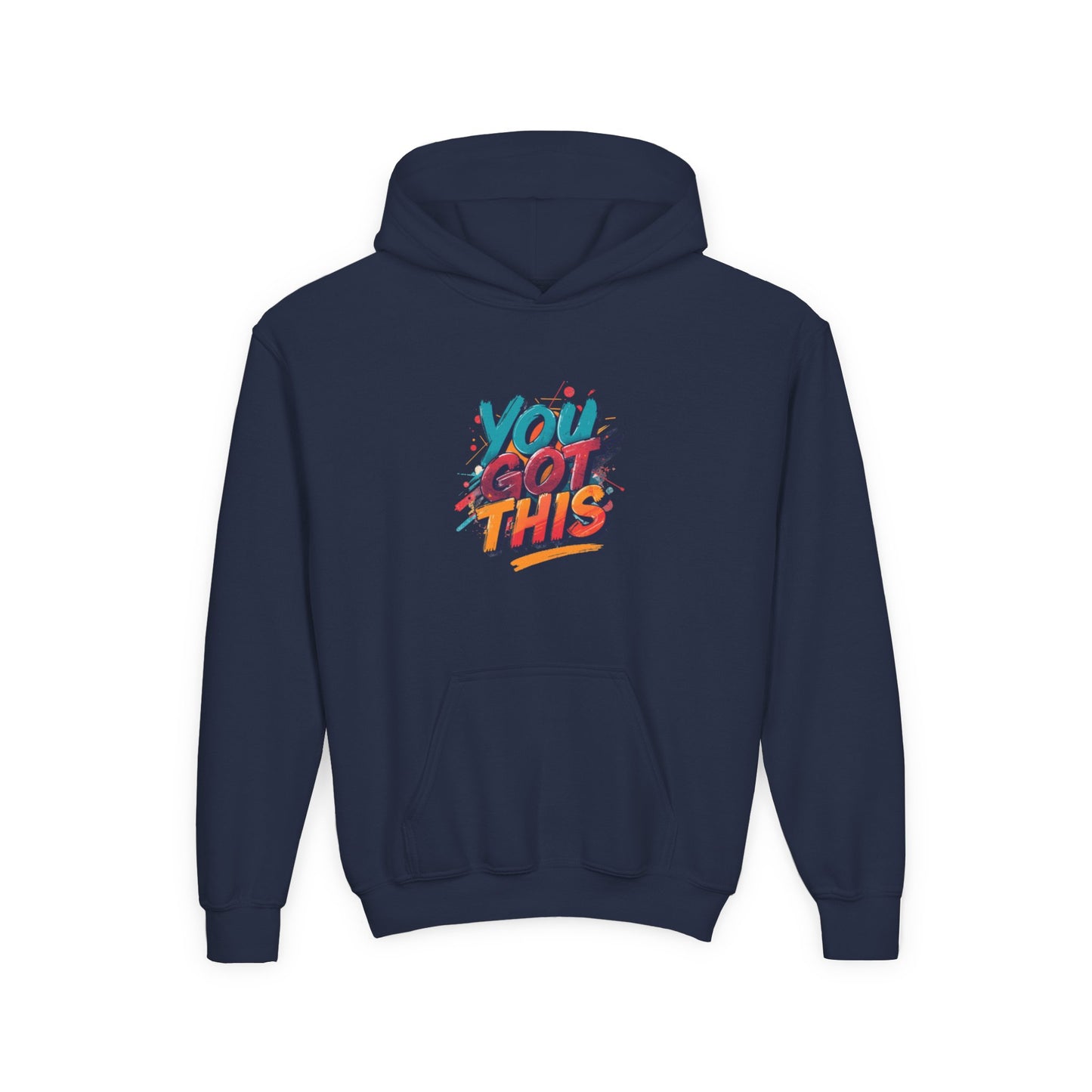 You Got This graphic Youth Hoodie | Motivational Typography, Colorful Retro
