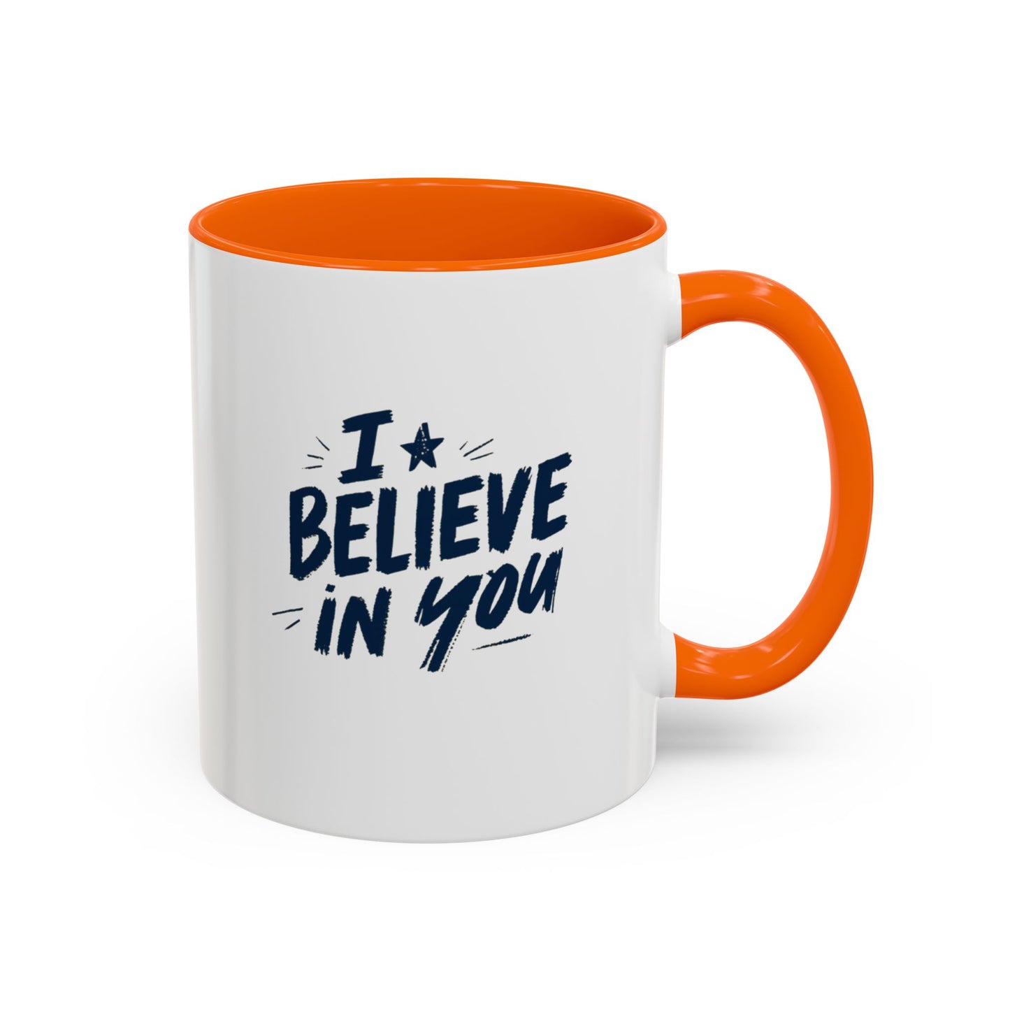 I Believe in You Mug | Accent Coffee Mug, Navy Script on White (11oz & 15oz)