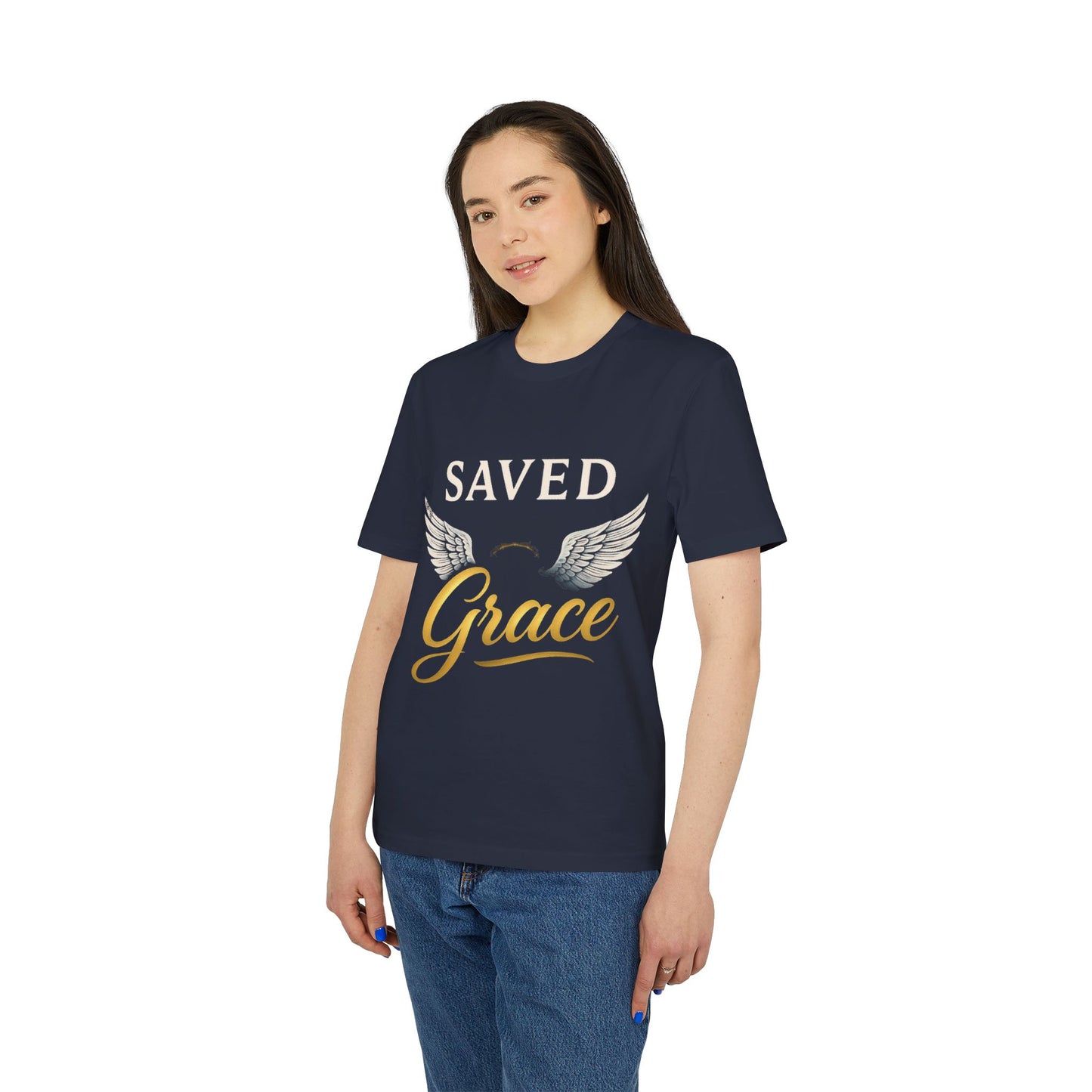Faith Graphic T-Shirt - Saved Grace with Wings - Christian Gift