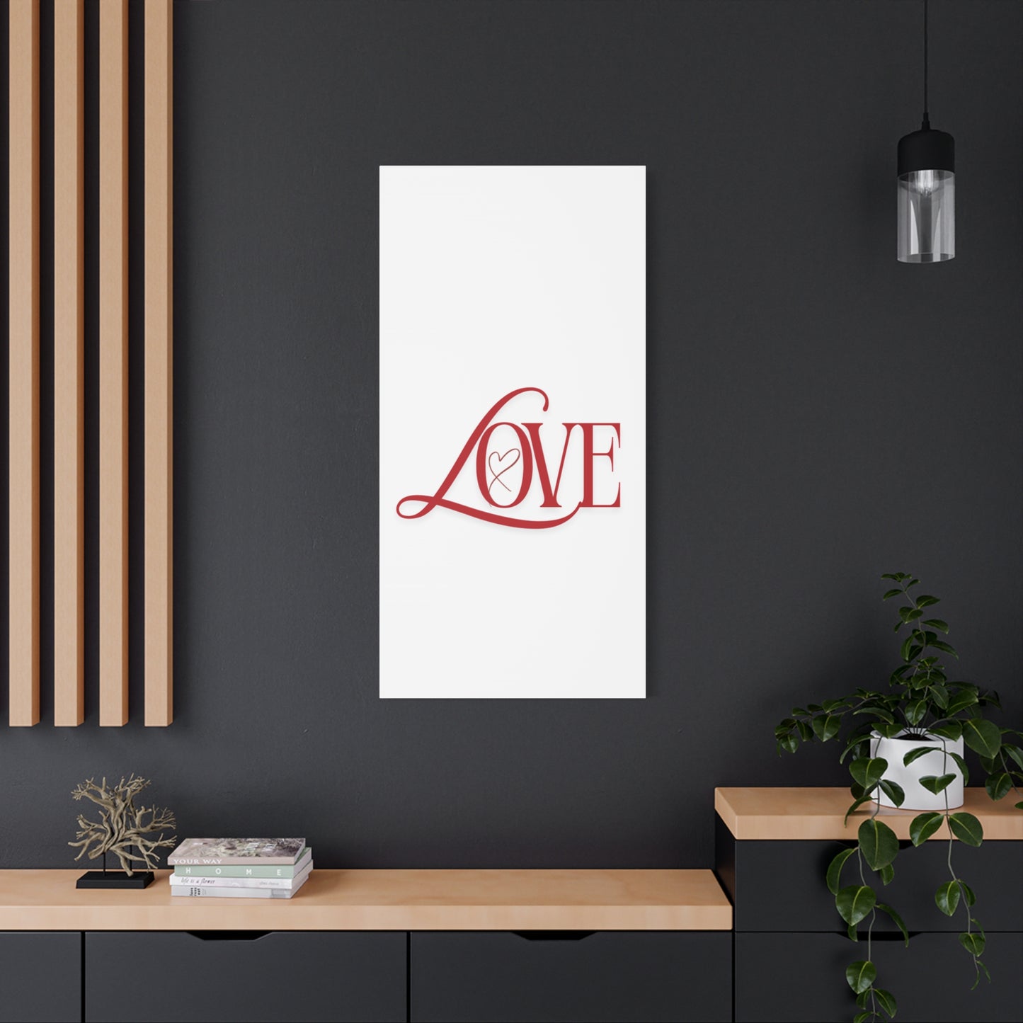 Red Script LOVE with Heart Canvas