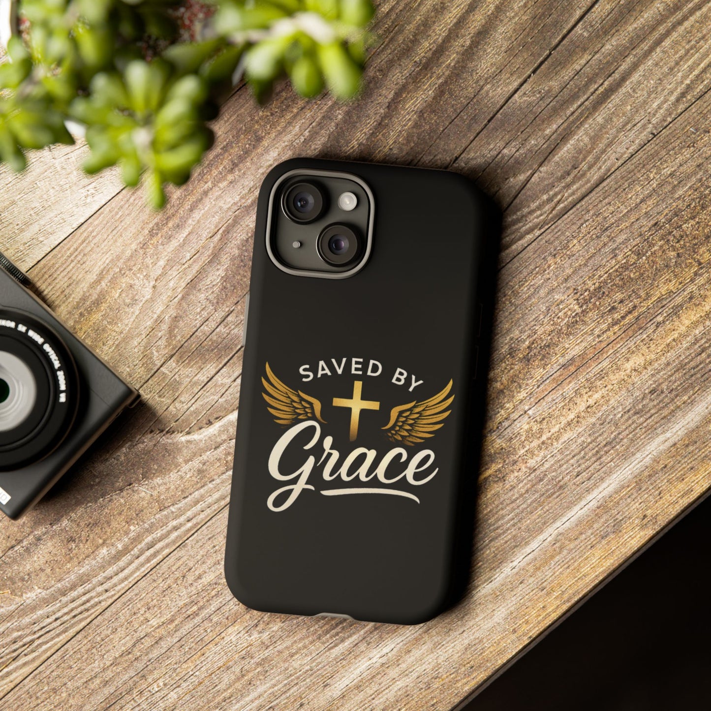 Christian Phone Case - Saved by Grace Design, Unique Gift for Believers, Inspirational Accessory, Stylish Christian Decor