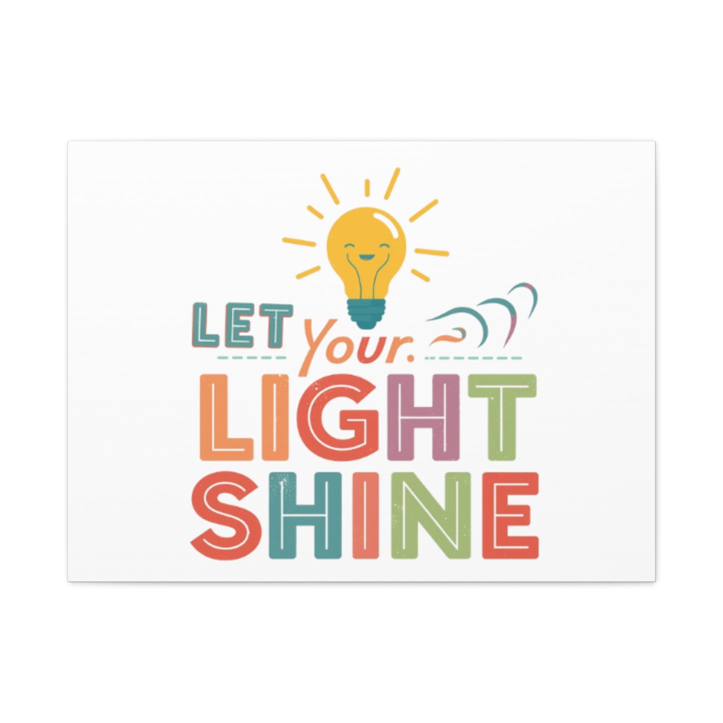 Let Your Light Shine Canvas Print | Smiling Lightbulb Wall Art