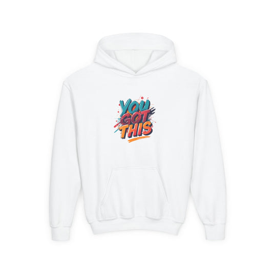 You Got This graphic Youth Hoodie | Motivational Typography, Colorful Retro