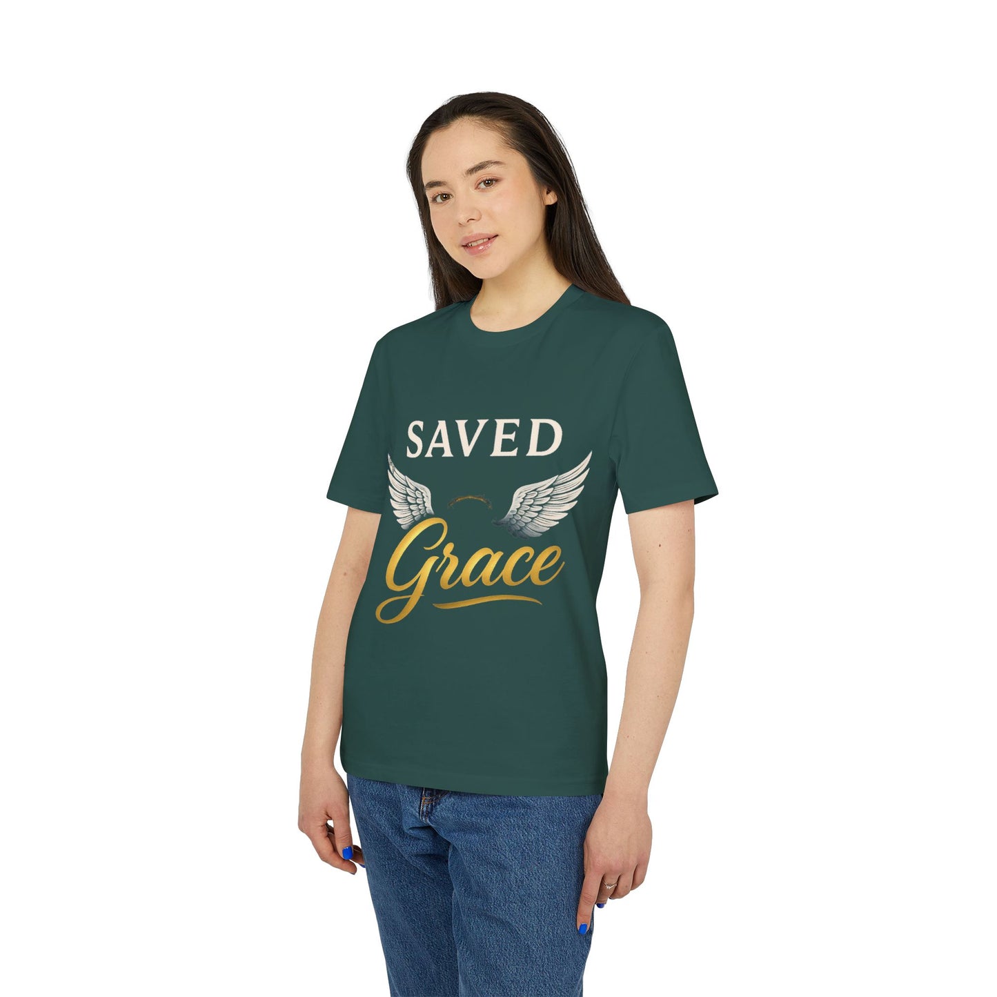 Faith Graphic T-Shirt - Saved Grace with Wings - Christian Gift