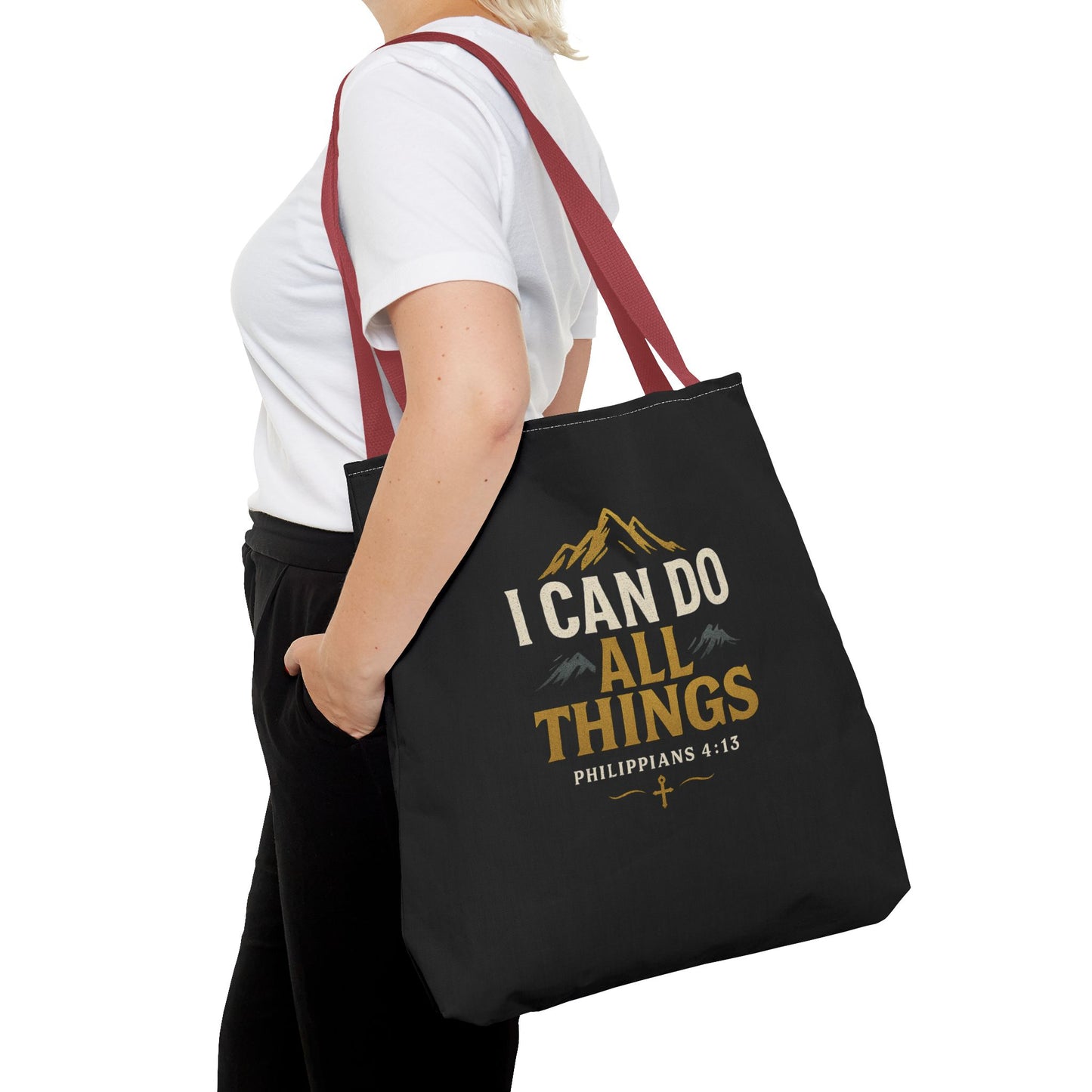 Inspirational Tote Bag with Philippians 4:13 - Motivational Gift for Encouragement, Faith, Bible Quotes, Everyday Use, Church