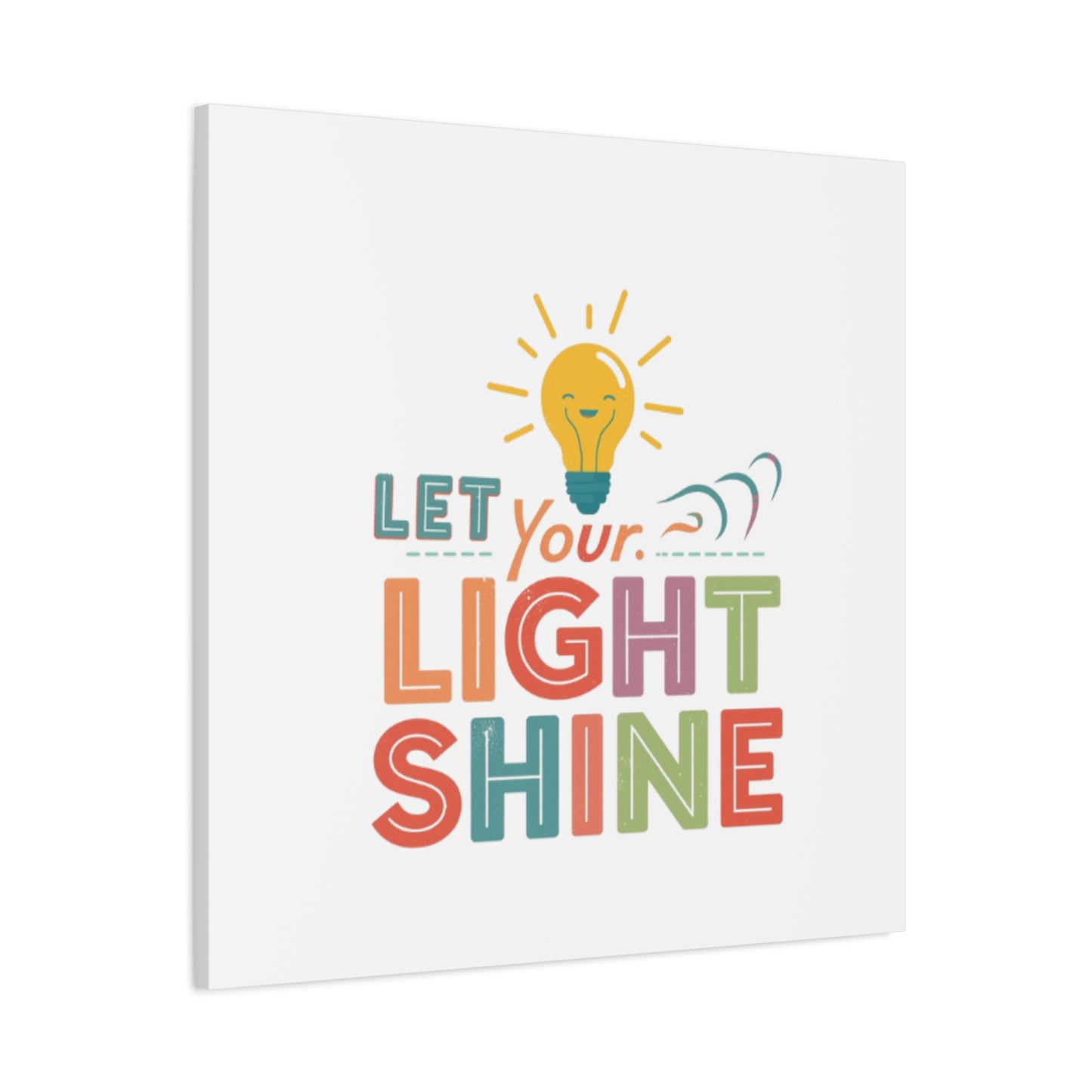 Let Your Light Shine Canvas Print | Smiling Lightbulb Wall Art