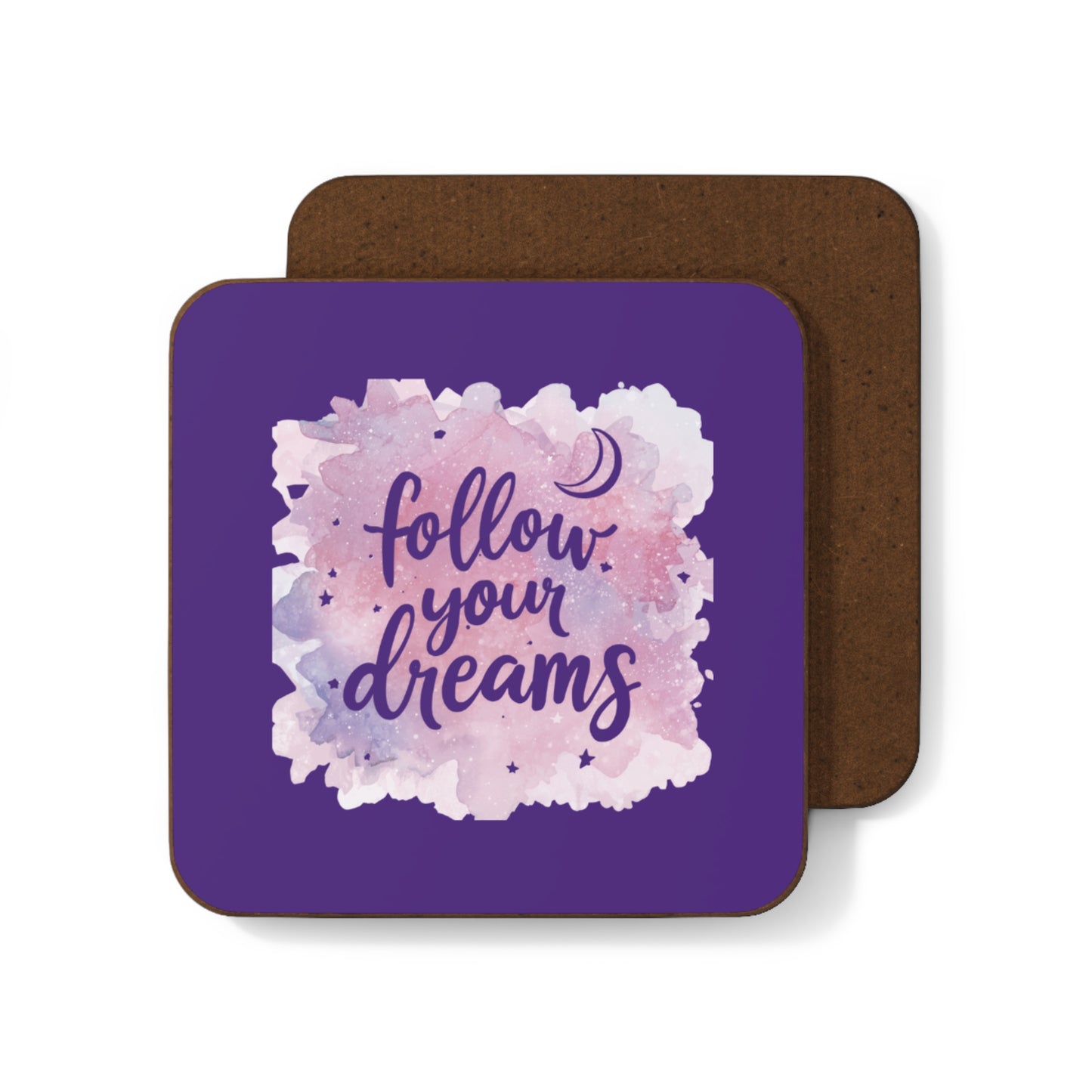 Follow Your Dreams watercolor moon coaster | Hardboard Back Coaster