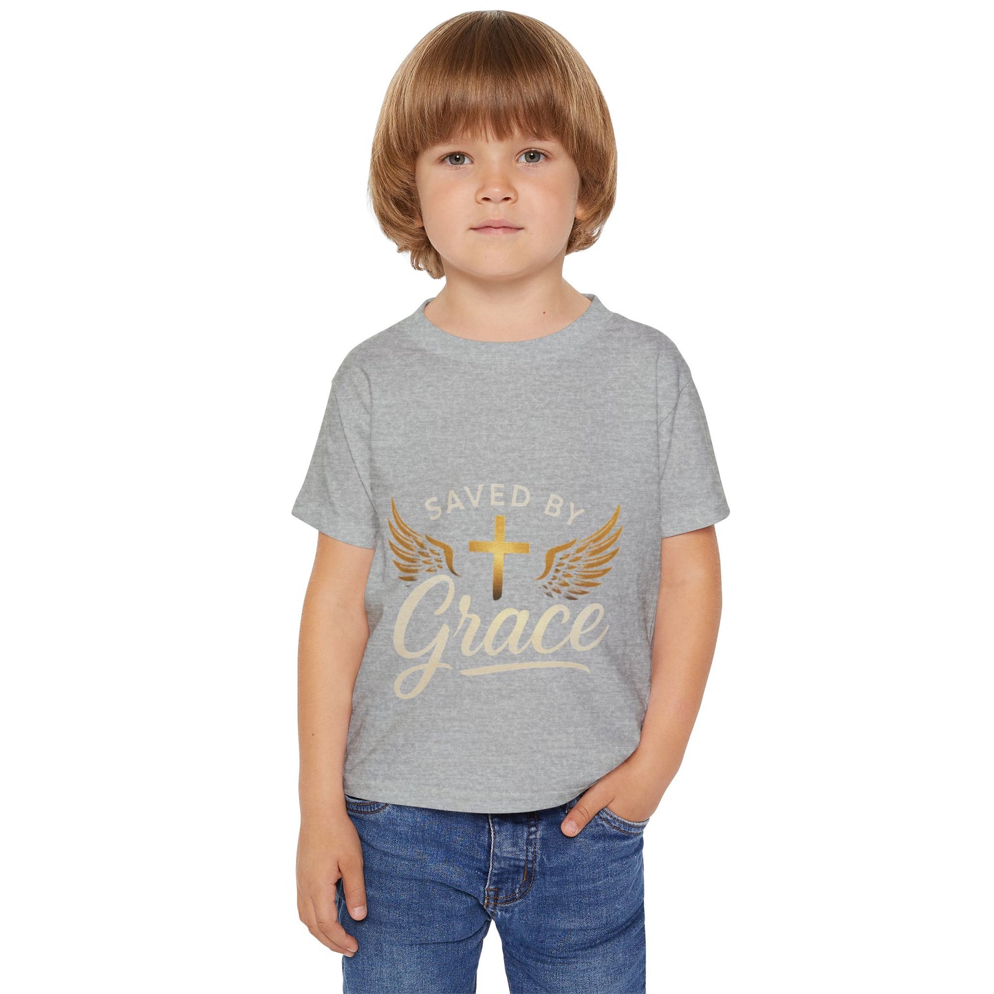 Toddler T-Shirt with Inspirational Design, Saved by Grace Tee for Kids, Perfect for Baptisms, Christenings, and Everyday Wear, [...]