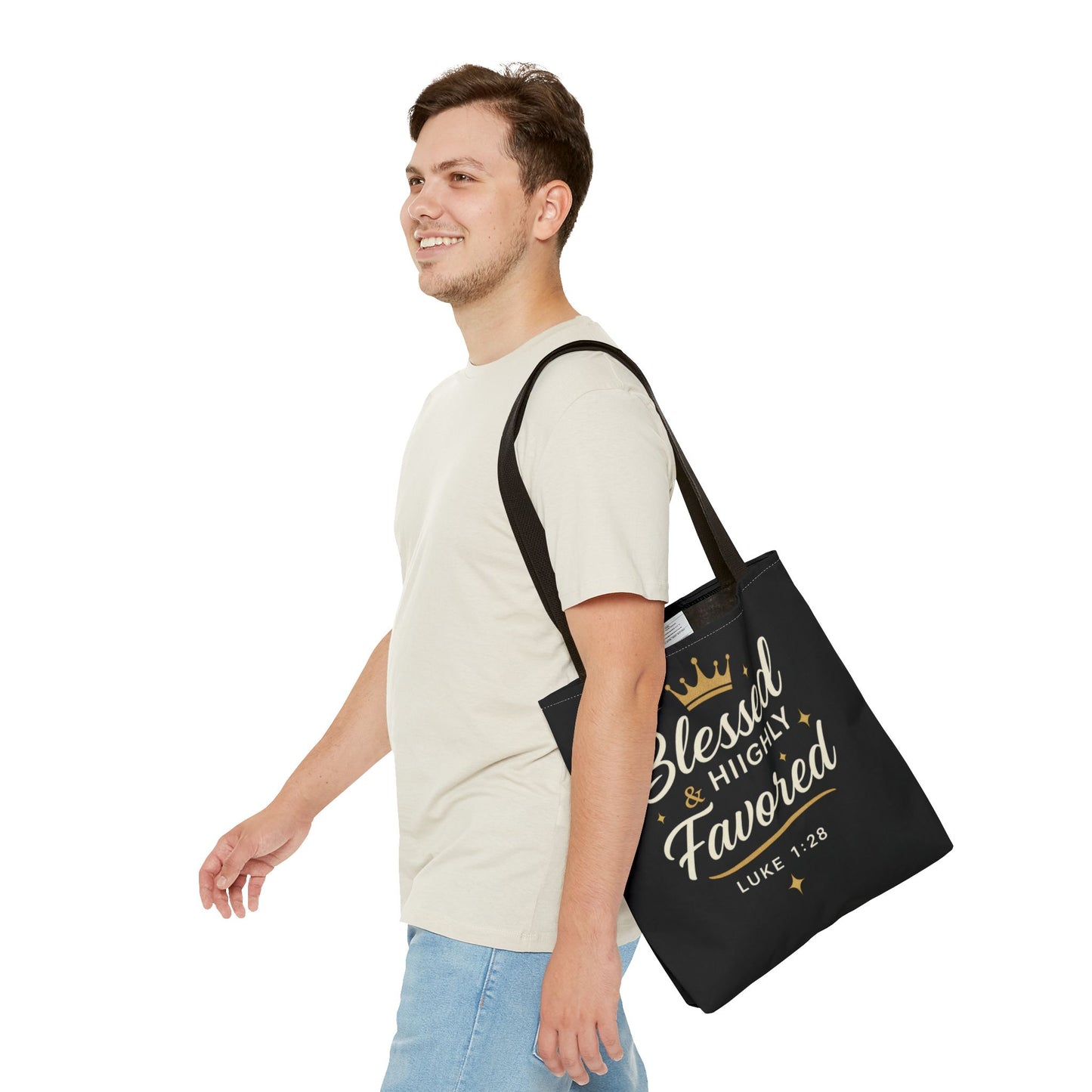 Blessed & Highly Favored Tote Bag | Inspirational Gift | Church Events | Christian Tote | Motivational Bag | Faith-Based Accessory