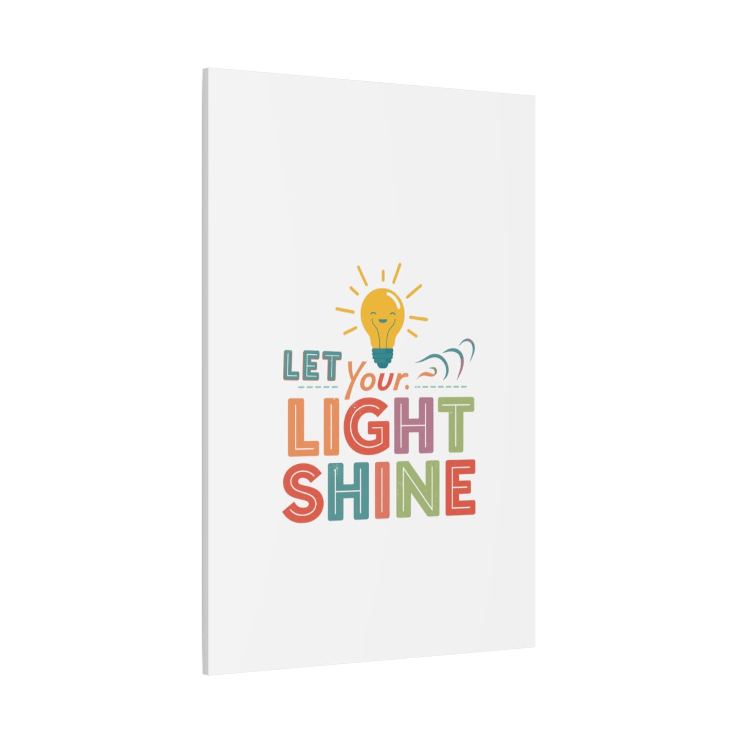 Let Your Light Shine Canvas Print | Smiling Lightbulb Wall Art