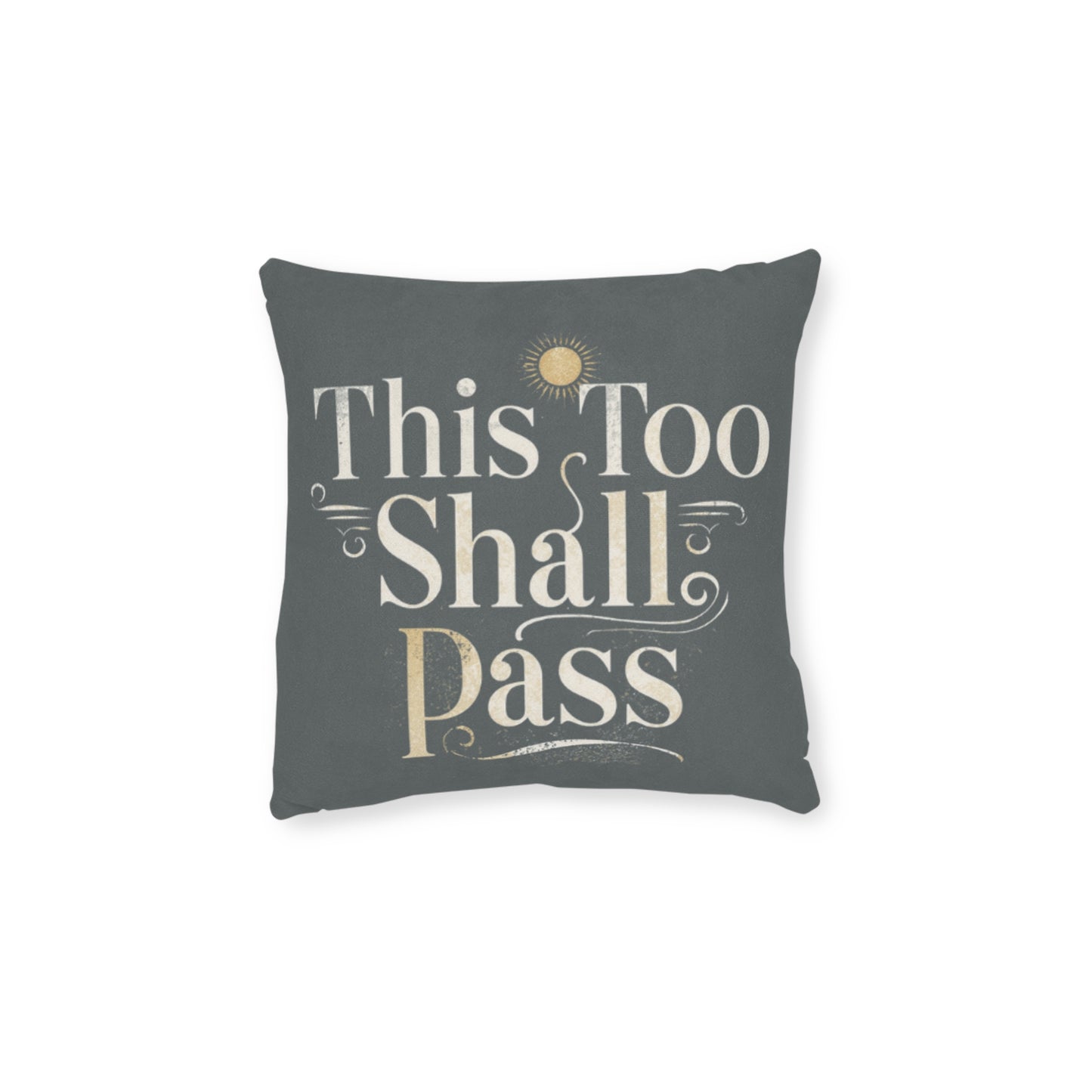 This Too Shall Pass script | Square Pillow, vintage hand-lettered calming throw pillow