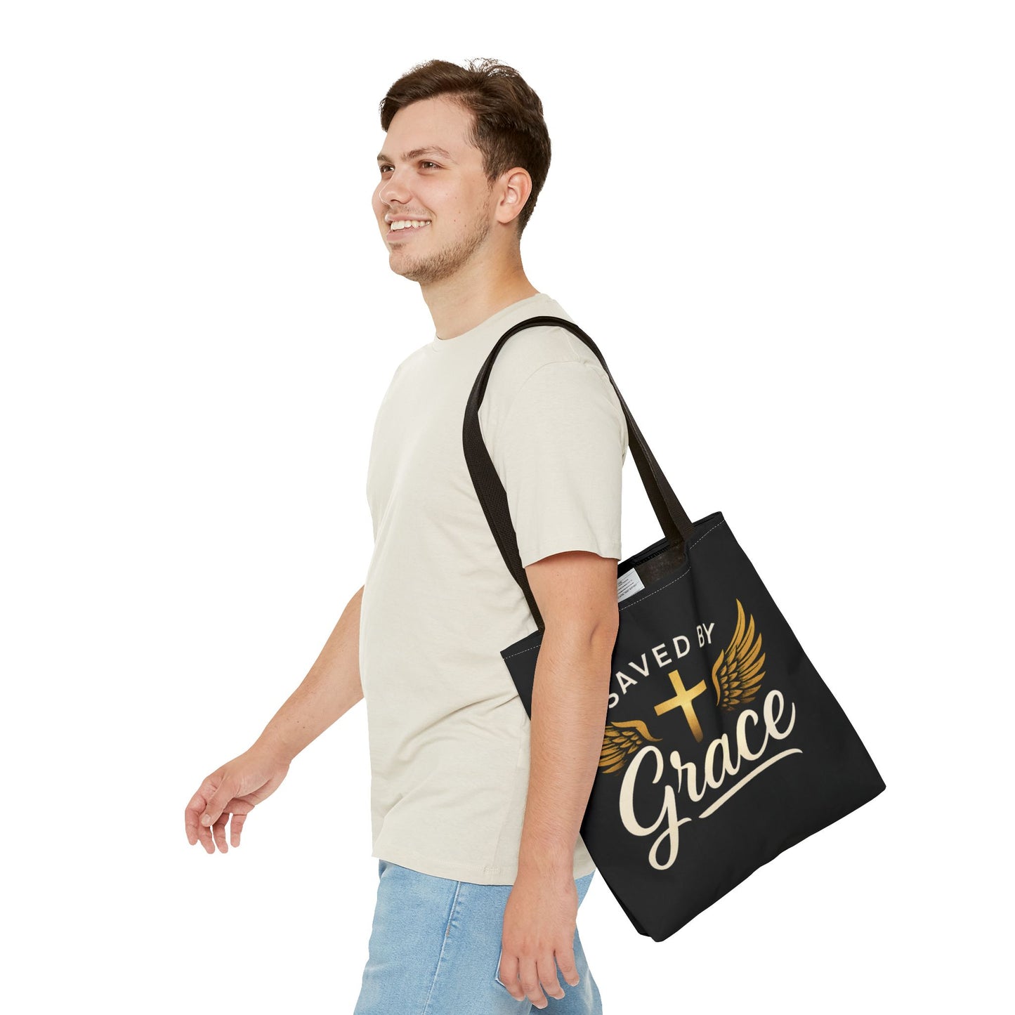 Saved by Grace Tote Bag | Inspirational Christian Gift for Faith, Spiritual Journey, Church Events, Everyday Use, Stylish Carryall