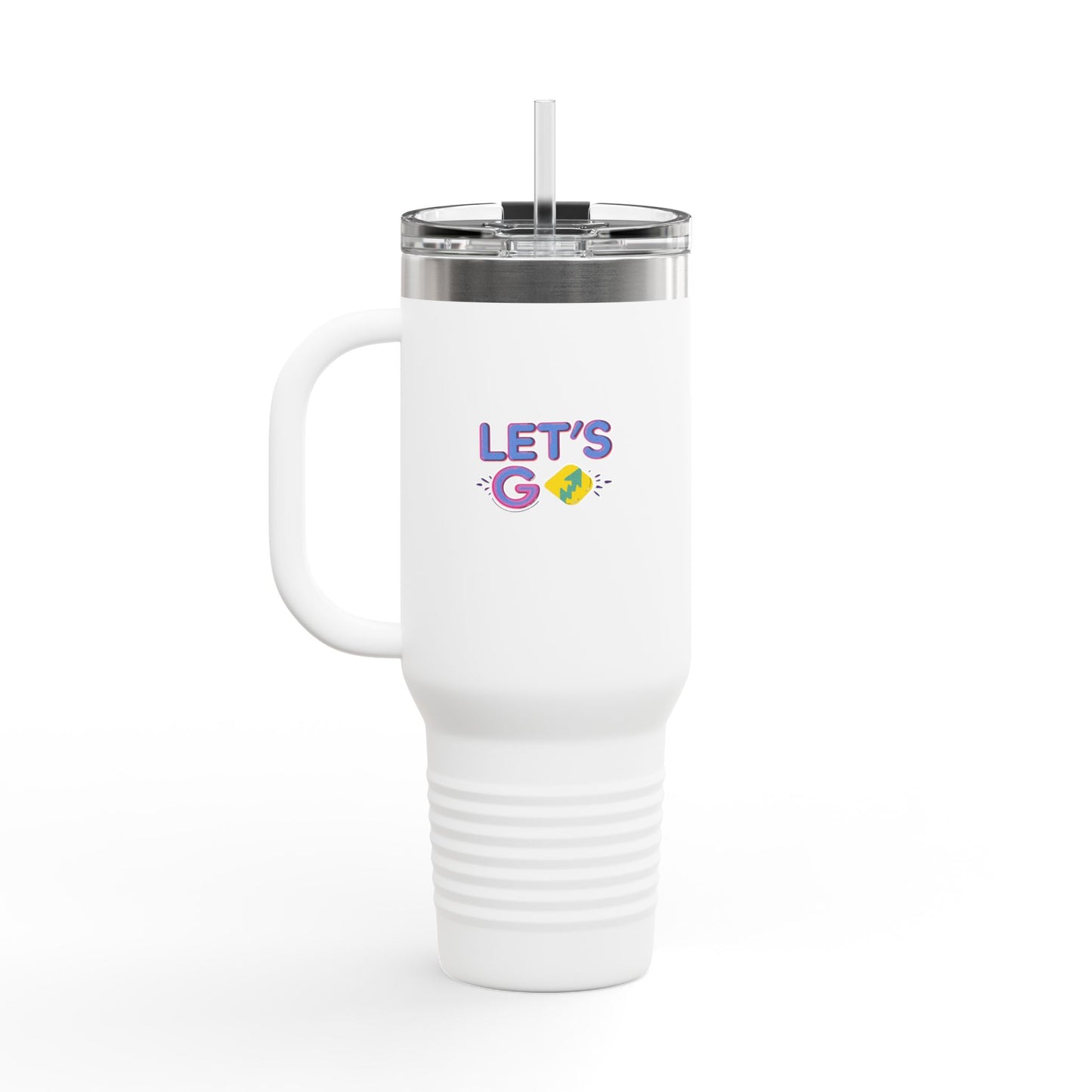 Colorful UV-DTF Artwork 40oz Insulated Travel Mug | Stainless Steel, Leak-Resistant