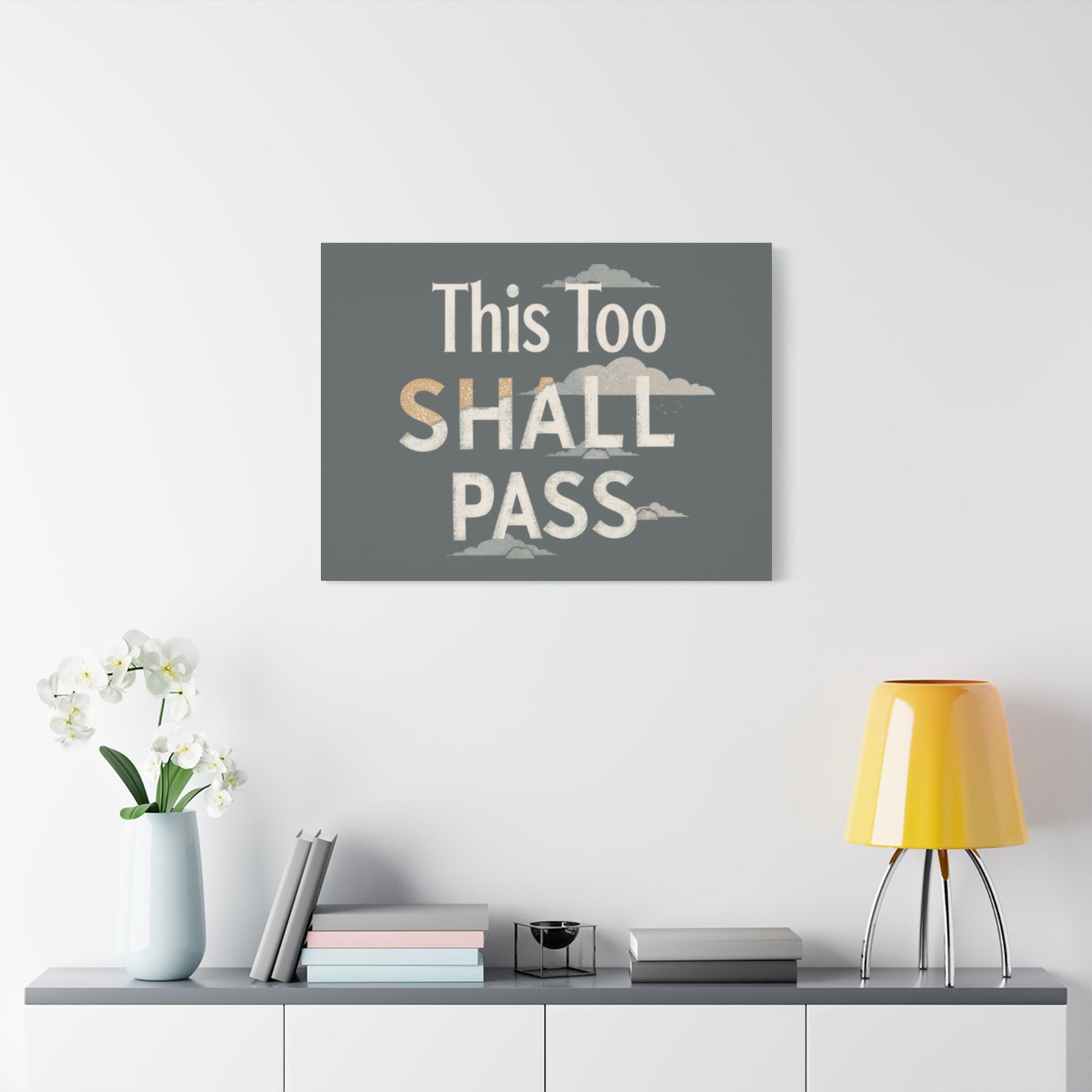 This Too Shall Pass Matte Canvas Print, Stretched Wall Art | Calming Hand-Lettered Typography