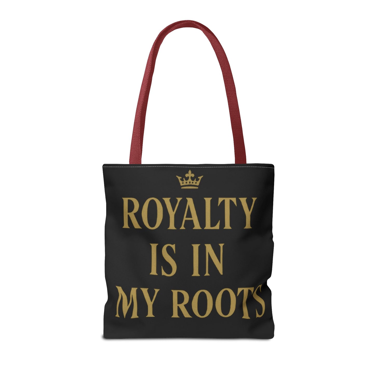 Royalty Is in My Roots Tote Bag - Stylish Eco-Friendly Carryall, Perfect Gift for Her, Black Gold Design, Daily Use, Travel Bag