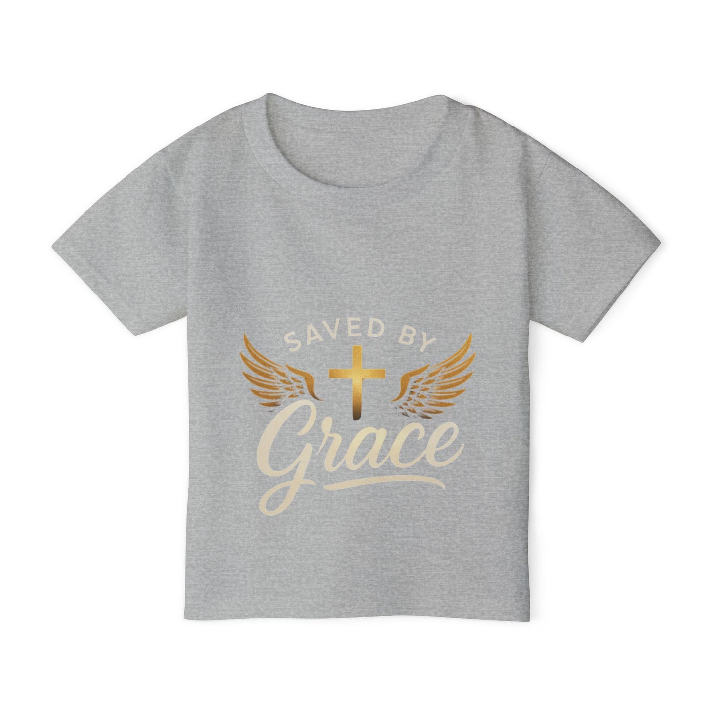 Toddler T-Shirt with Inspirational Design, Saved by Grace Tee for Kids, Perfect for Baptisms, Christenings, and Everyday Wear, [...]
