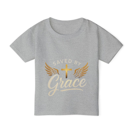 Toddler T-Shirt with Inspirational Design, Saved by Grace Tee for Kids, Perfect for Baptisms, Christenings, and Everyday Wear, [...]