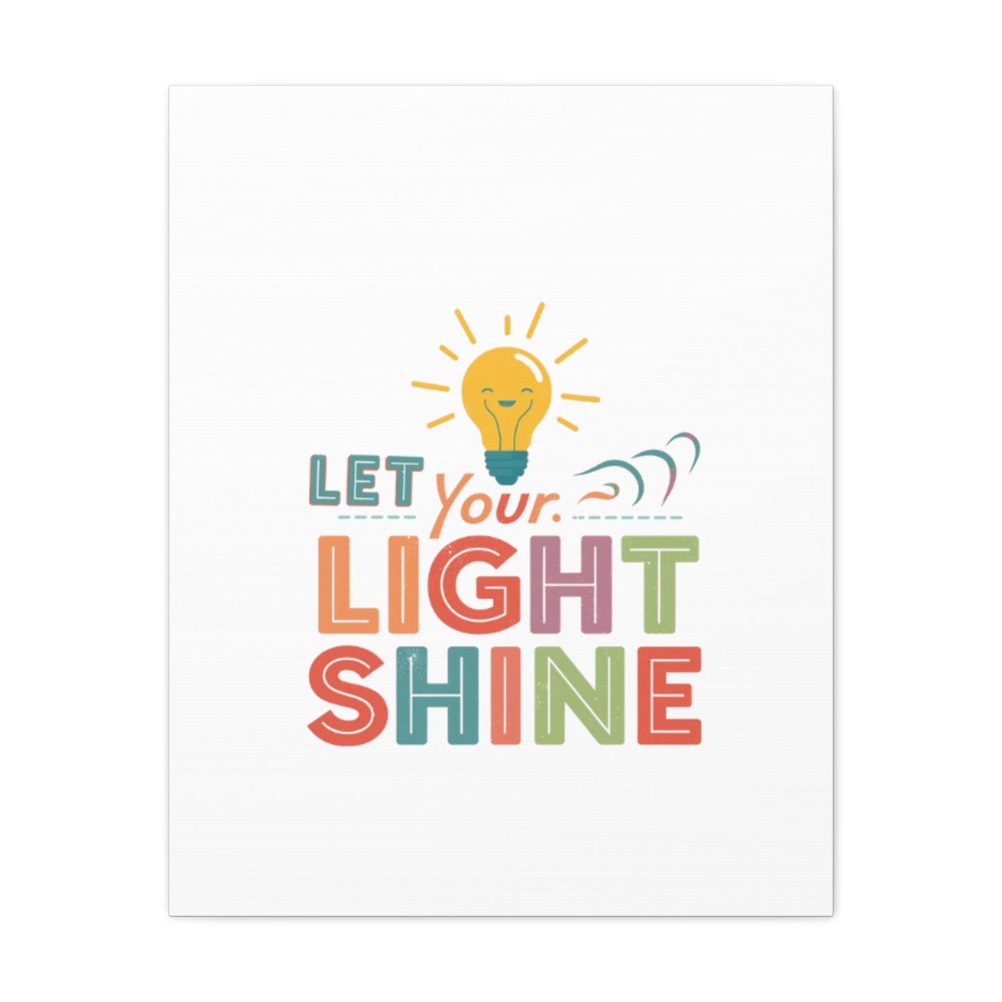 Let Your Light Shine Canvas Print | Smiling Lightbulb Wall Art