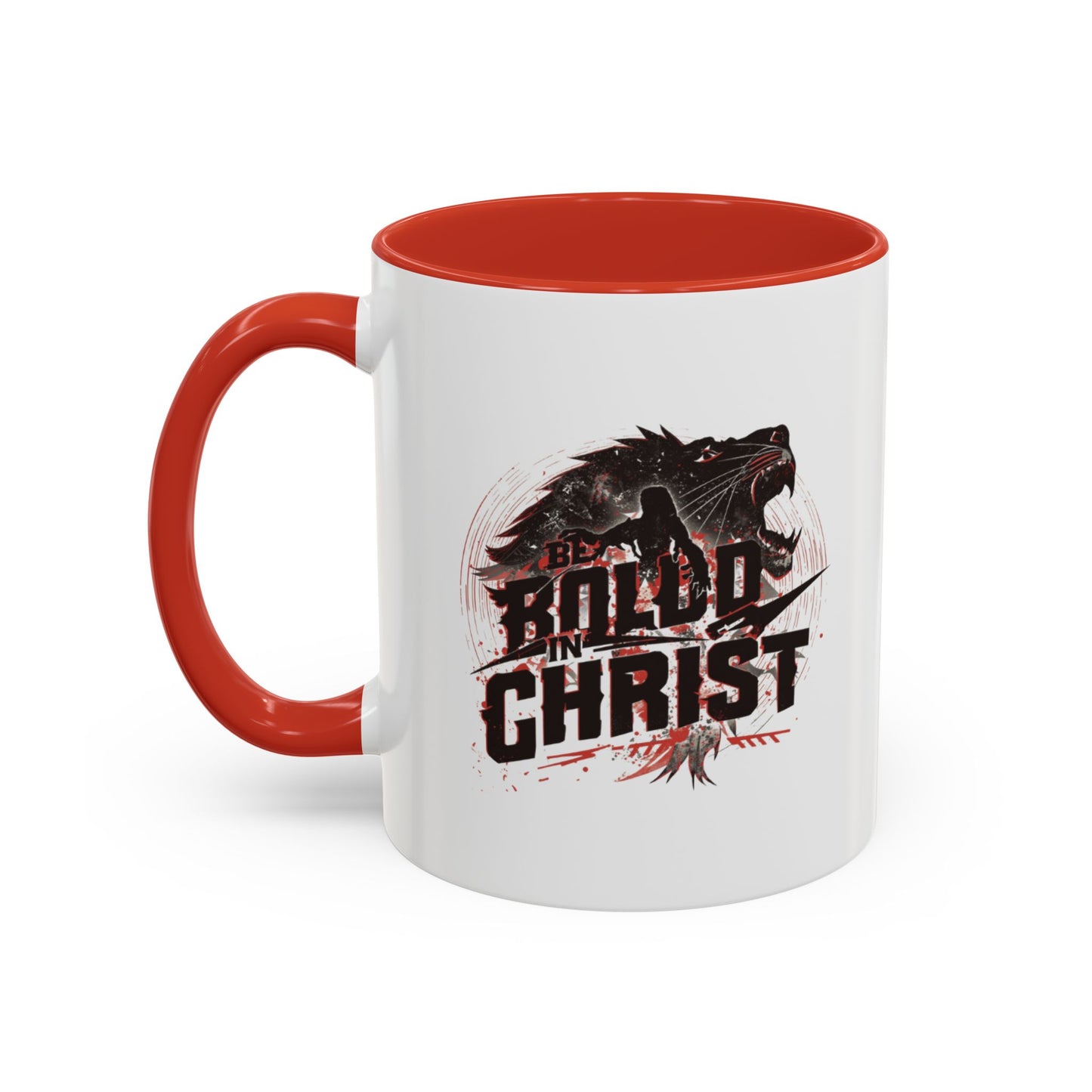 Be Bold In Christ mug | Christian wolf graphic, black accented coffee mug