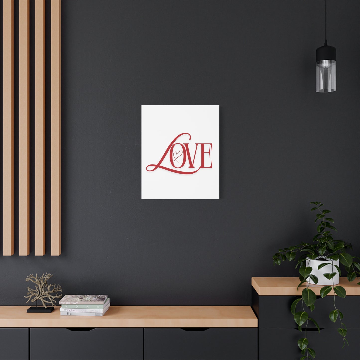 Red Script LOVE with Heart Canvas