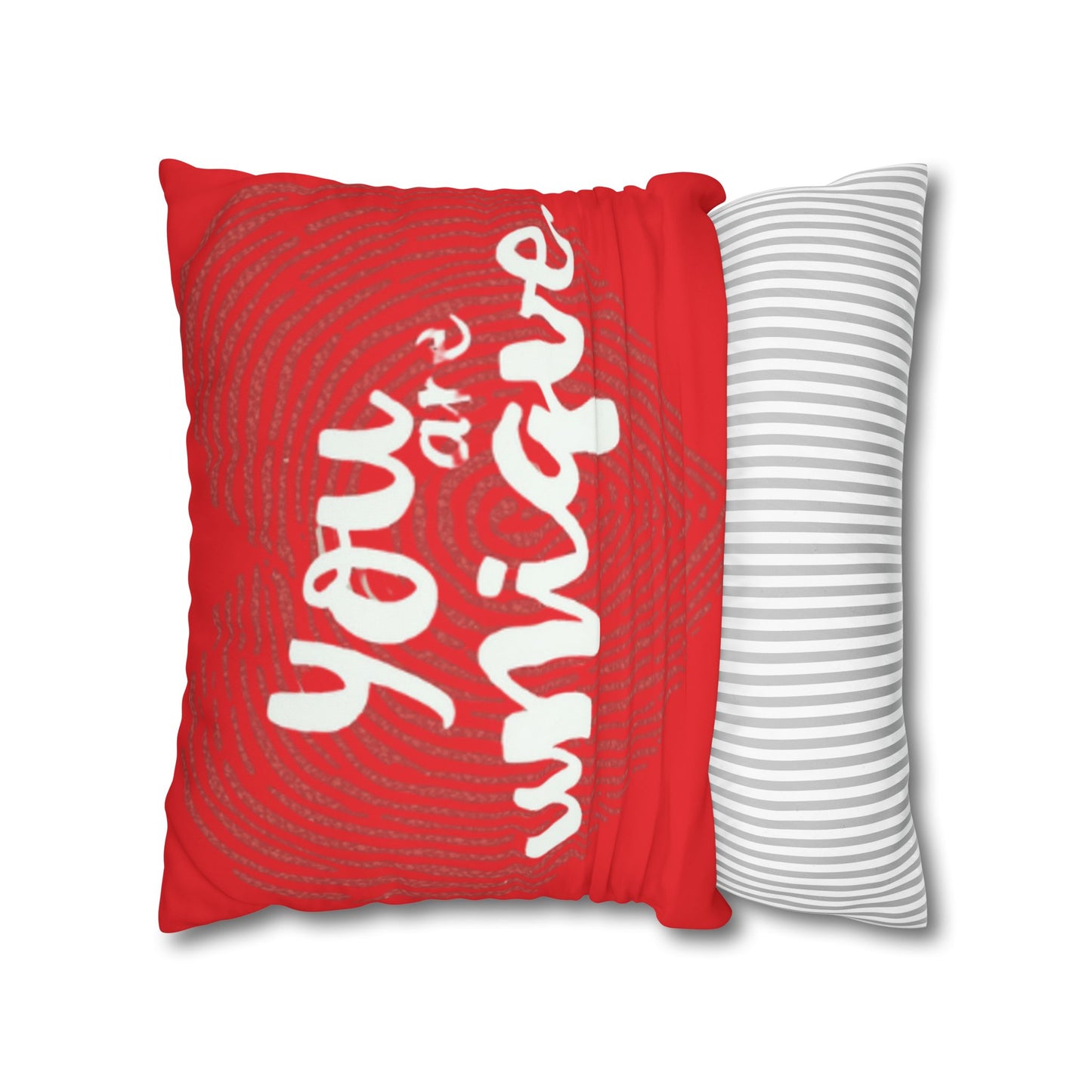 Hand-Lettered Message Red Pillowcase Square Poly Canvas Pillowcase | Bold Script Accent