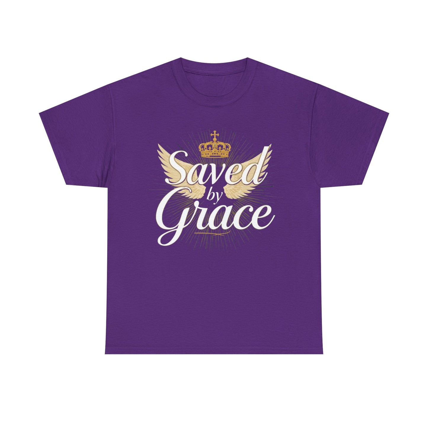 Saved by Grace tee | Christian crown and wings faith shirt
