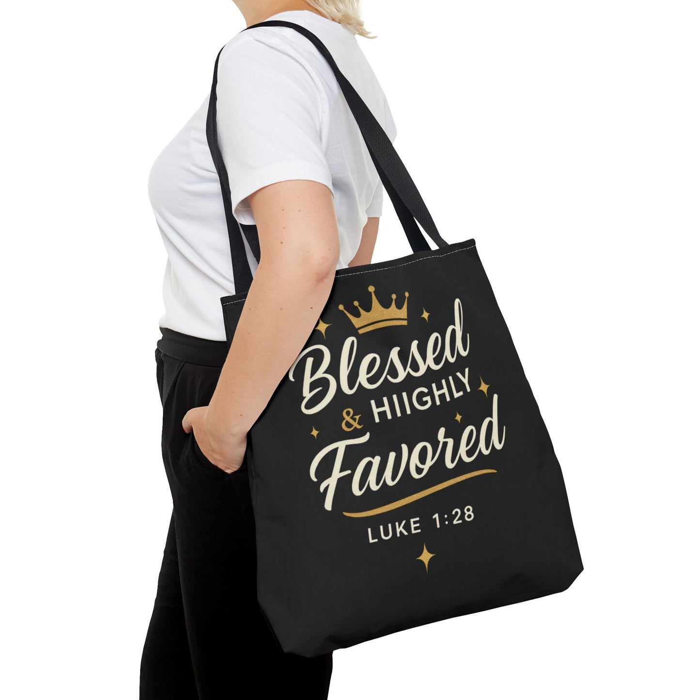 Blessed & Highly Favored Tote Bag | Inspirational Gift | Church Events | Christian Tote | Motivational Bag | Faith-Based Accessory
