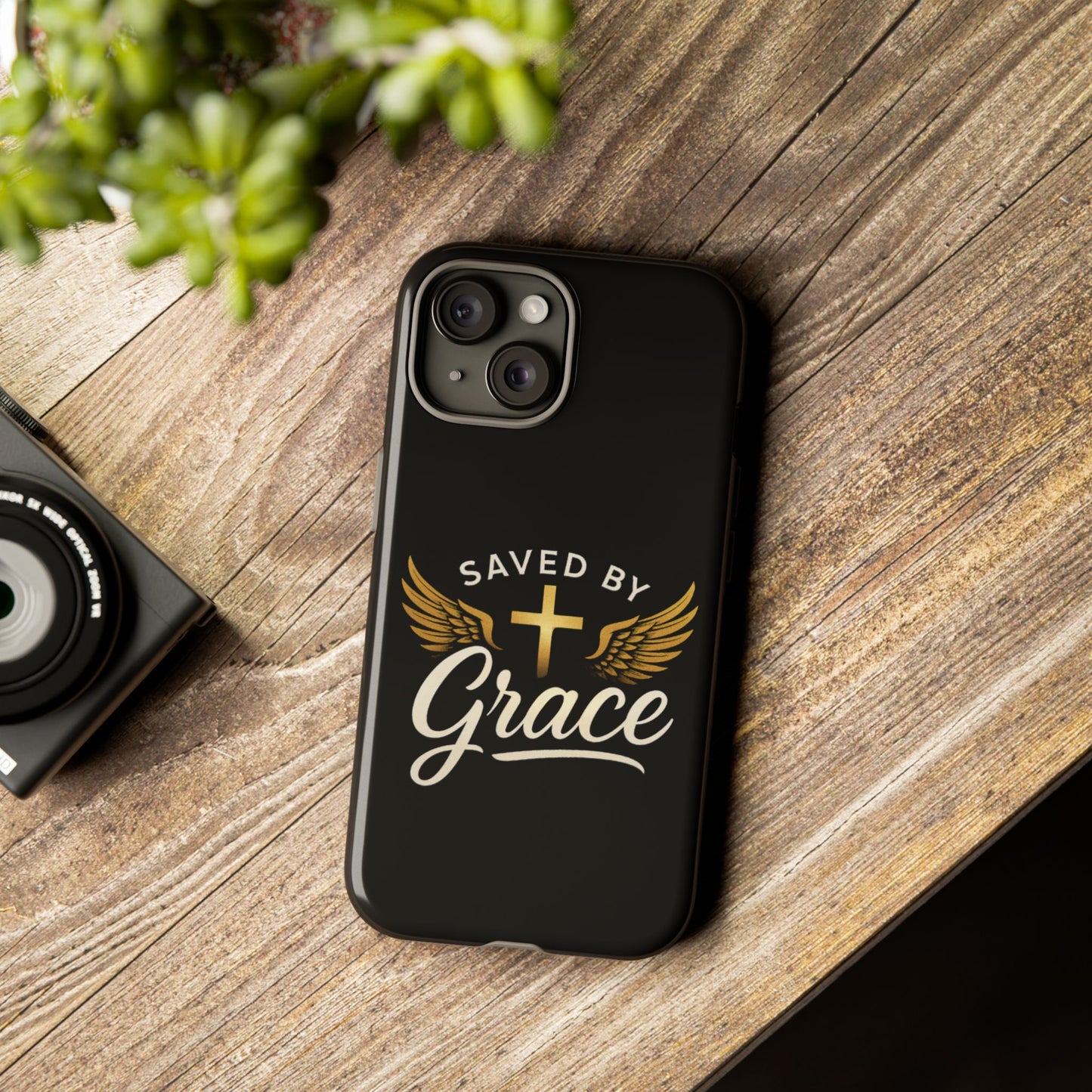 Christian Phone Case - Saved by Grace Design, Unique Gift for Believers, Inspirational Accessory, Stylish Christian Decor