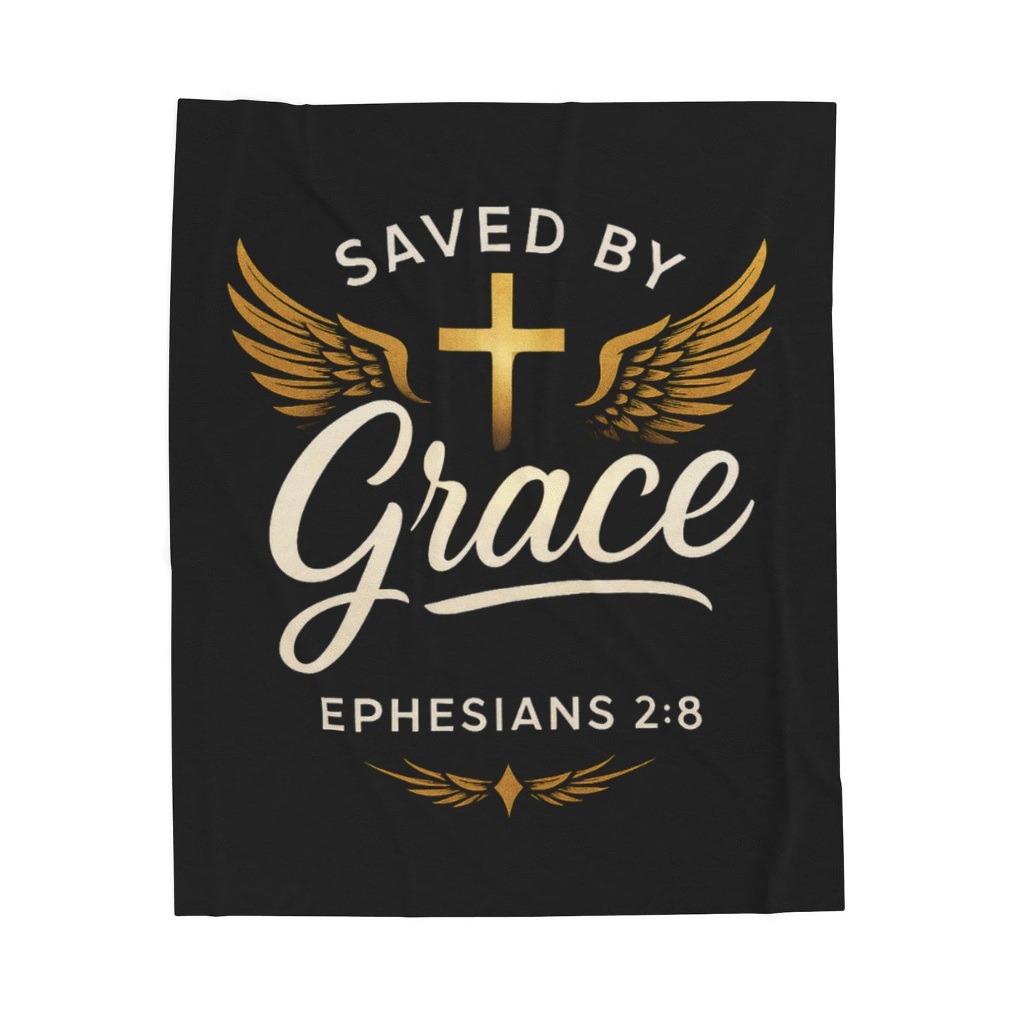 Saved by Grace Velveteen Plush Blanket, Cozy Blanket for Home, Christian Gift, Inspirational Decor, Bible Verse Blanket, Faith and Comfort