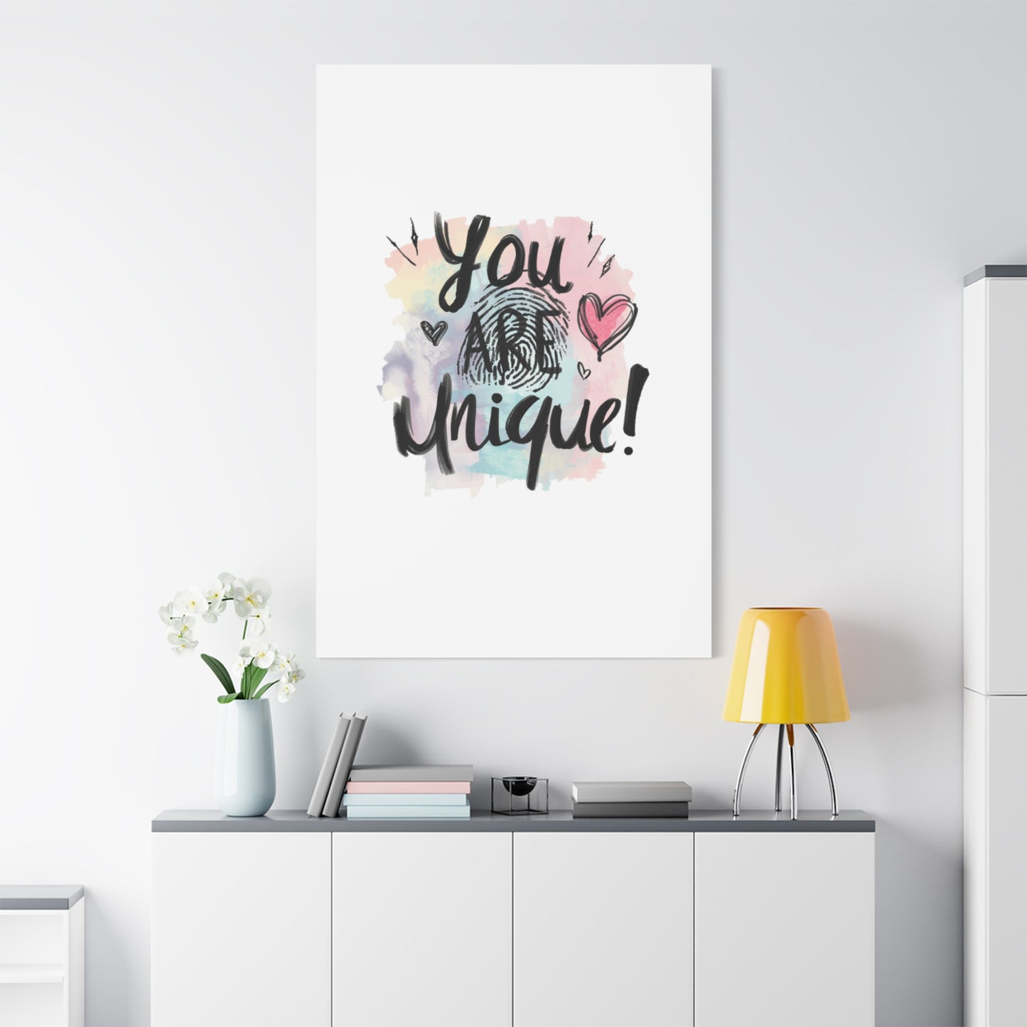You Are Unique fingerprint heart canvas