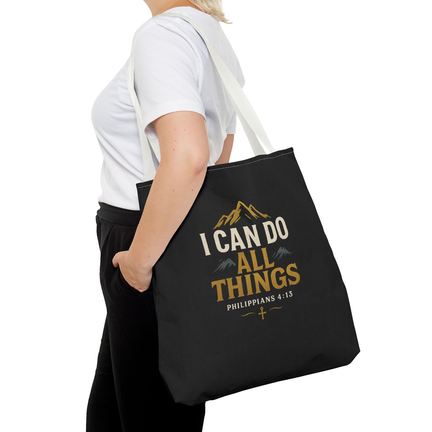 Inspirational Tote Bag with Philippians 4:13 - Motivational Gift for Encouragement, Faith, Bible Quotes, Everyday Use, Church