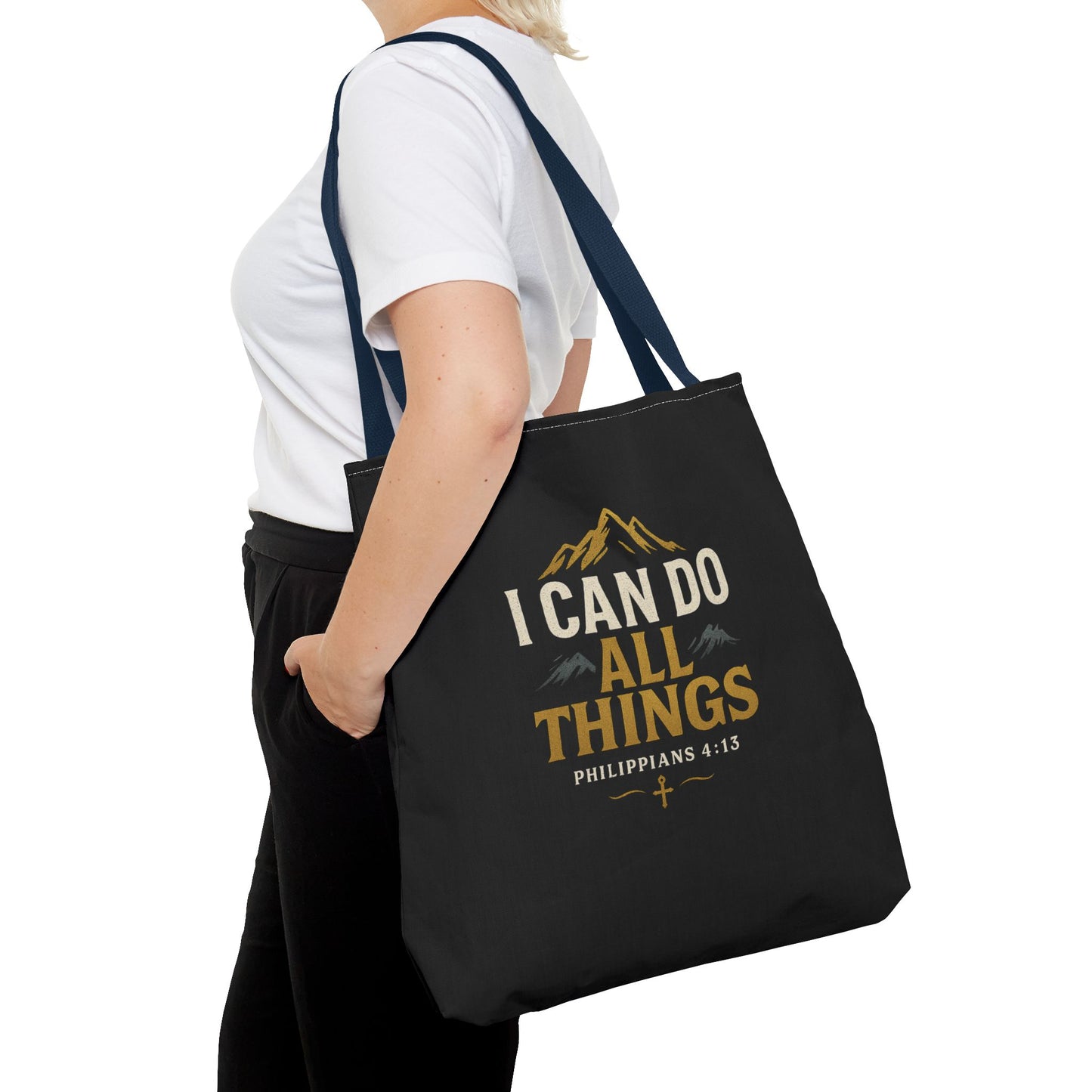 Inspirational Tote Bag with Philippians 4:13 - Motivational Gift for Encouragement, Faith, Bible Quotes, Everyday Use, Church