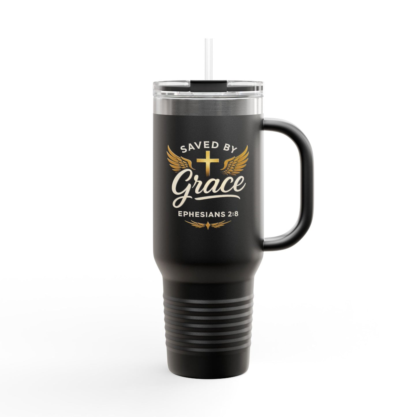 Christian Insulated Travel Mug - Saved by Grace Ephesians 2:8, Perfect for Faith-Based Gifts, Road Trips, Coffee Lovers, Encouragement