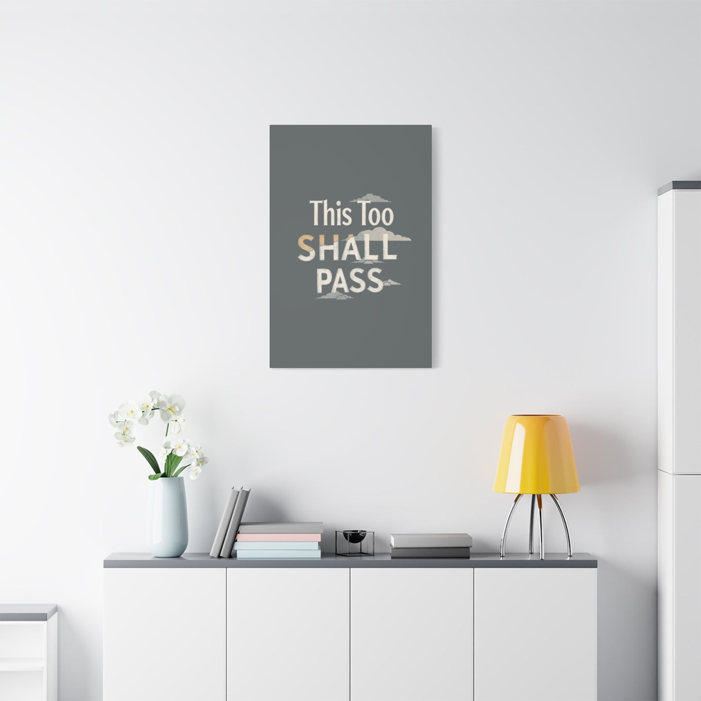 This Too Shall Pass Matte Canvas Print, Stretched Wall Art | Calming Hand-Lettered Typography