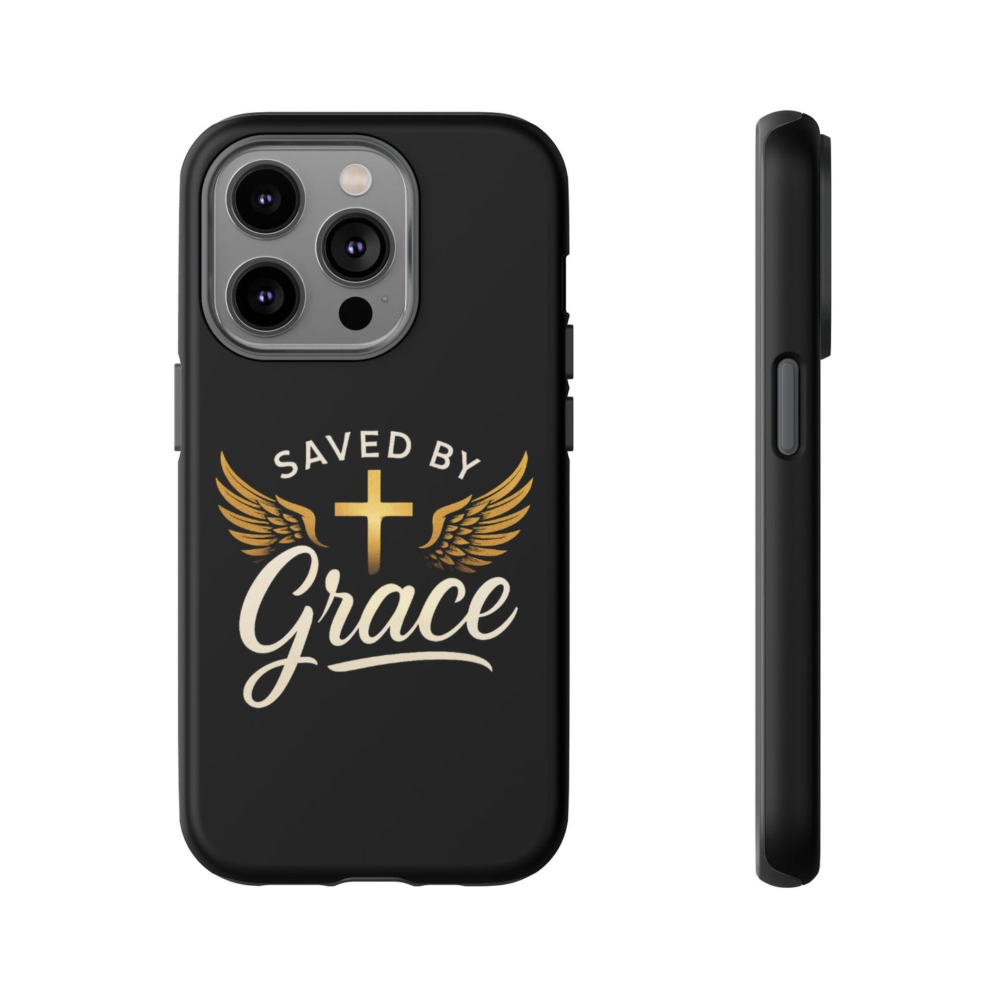 Christian Phone Case - Saved by Grace Design, Unique Gift for Believers, Inspirational Accessory, Stylish Christian Decor
