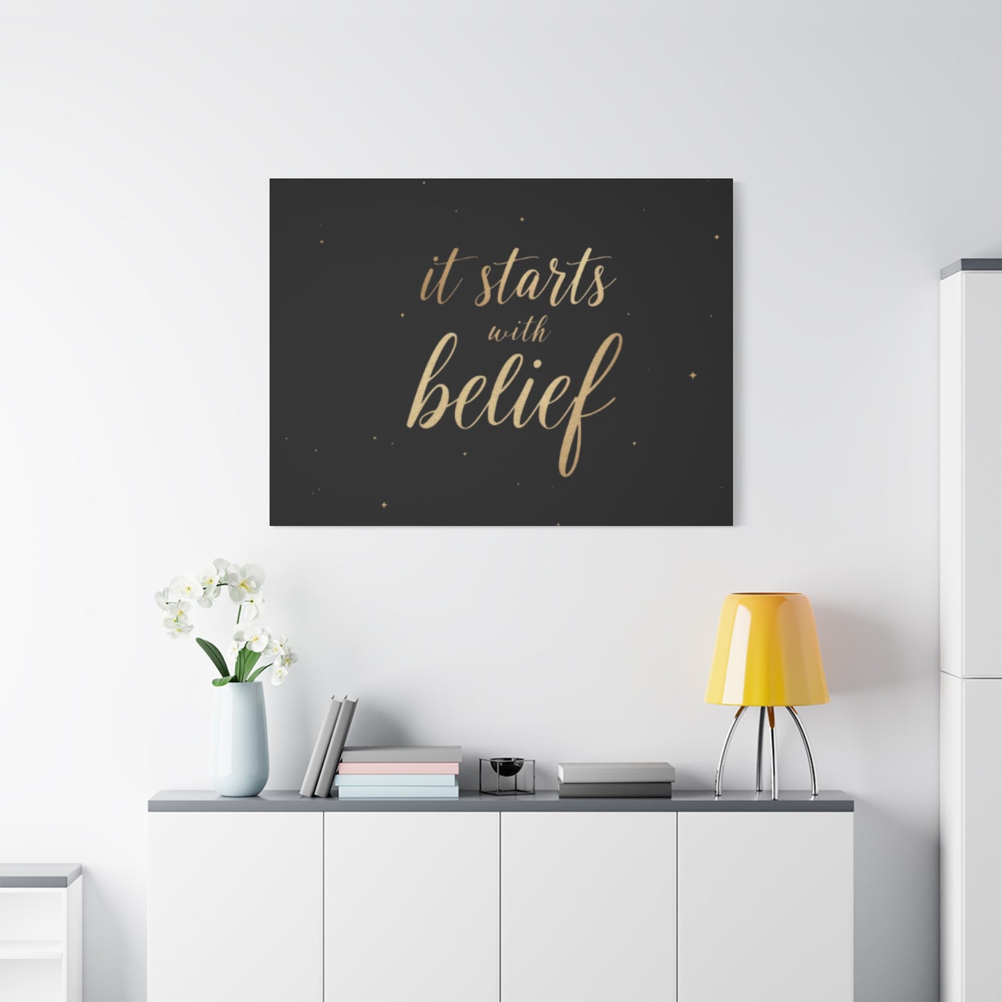 It Starts With Belief Canvas | Inspirational Wall Art, Matte Stretched Canvas