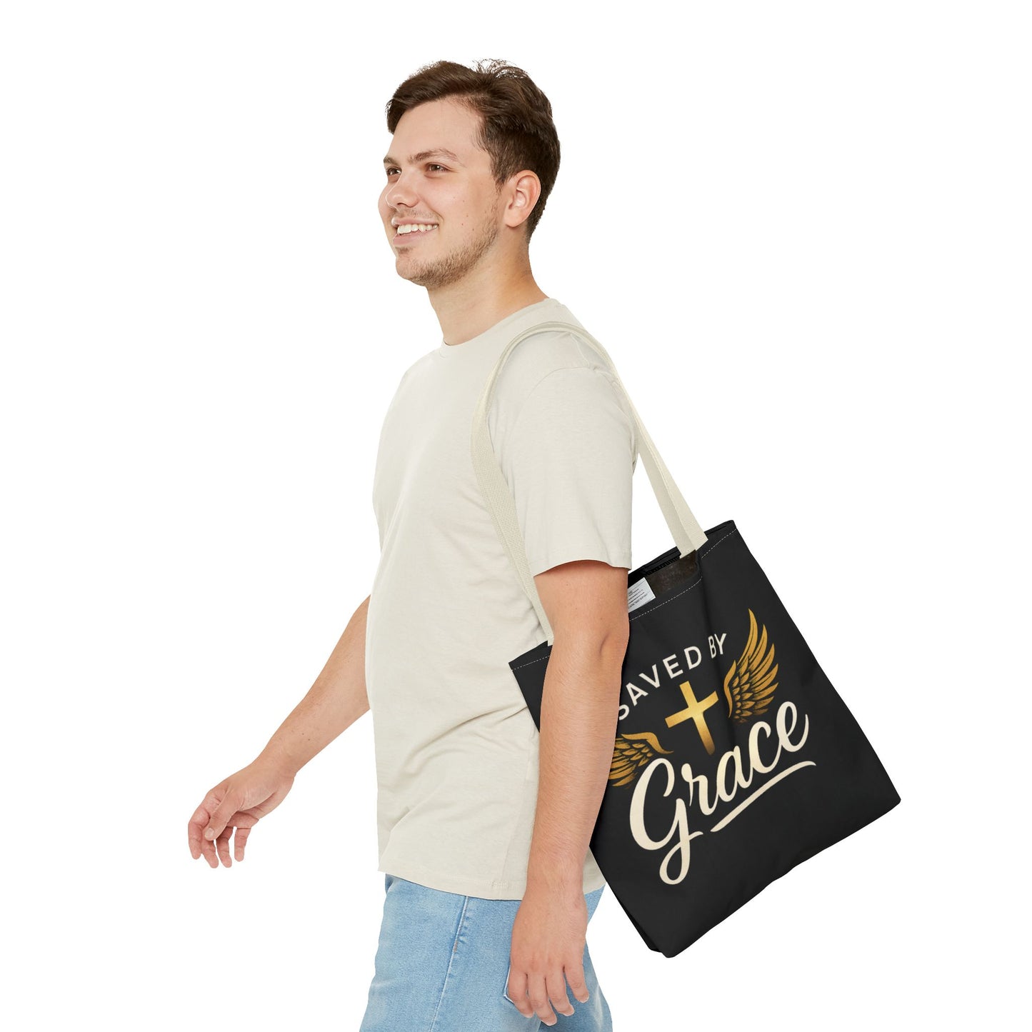 Saved by Grace Tote Bag | Inspirational Christian Gift for Faith, Spiritual Journey, Church Events, Everyday Use, Stylish Carryall
