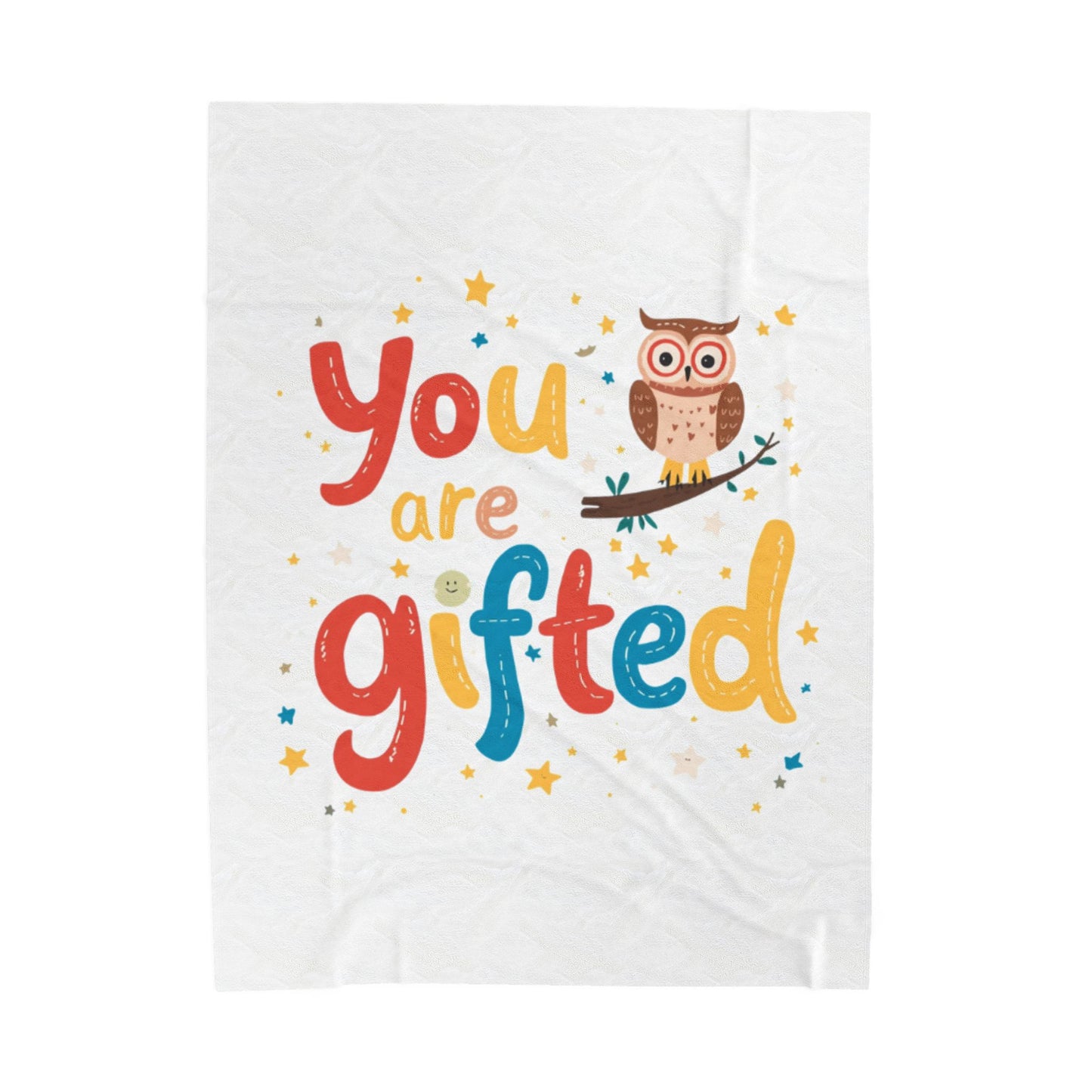 You Are Gifted Velveteen Plush Blanket | Owl Typography Kids Blanket