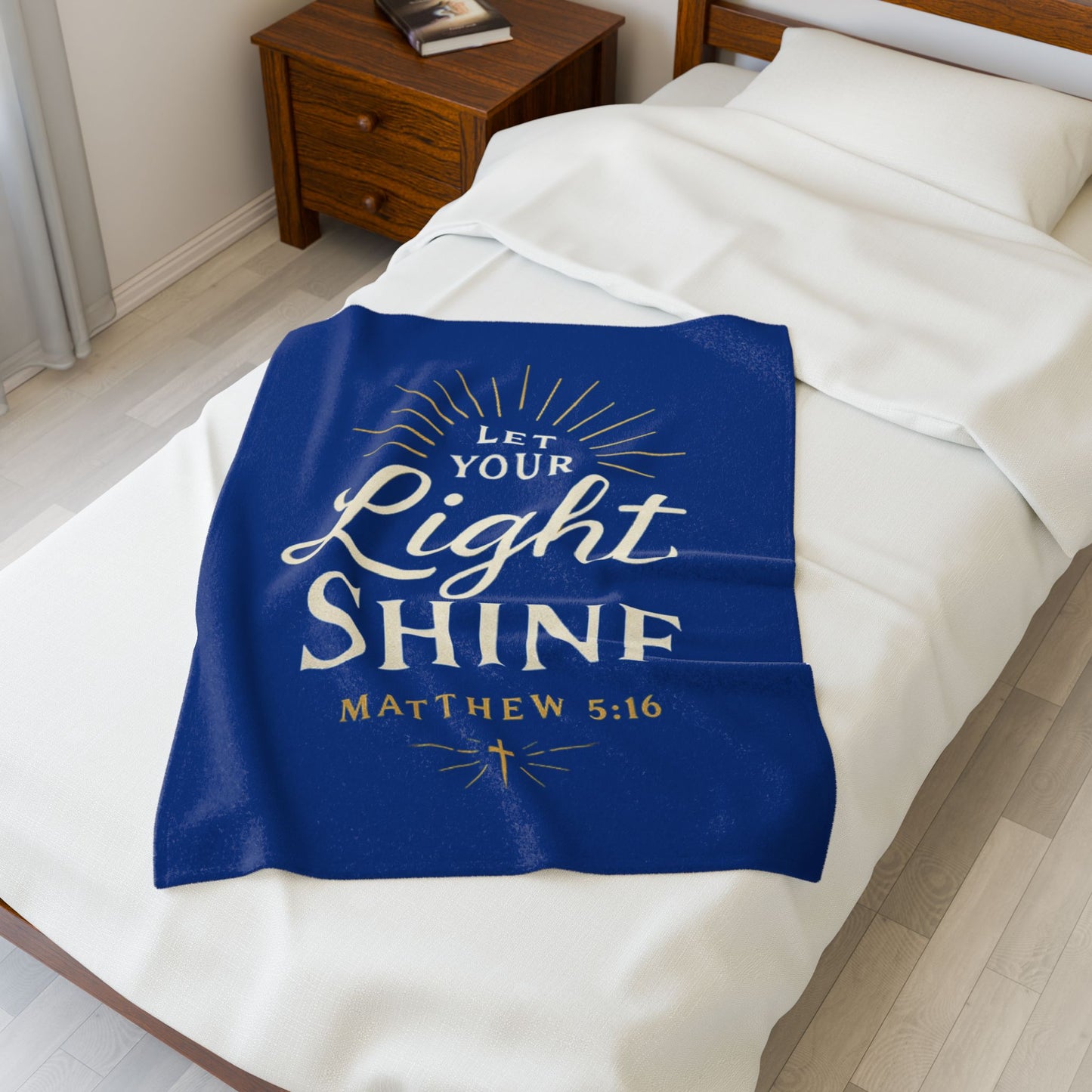 Inspirational Velveteen Plush Blanket - Light Shine Bible Verse