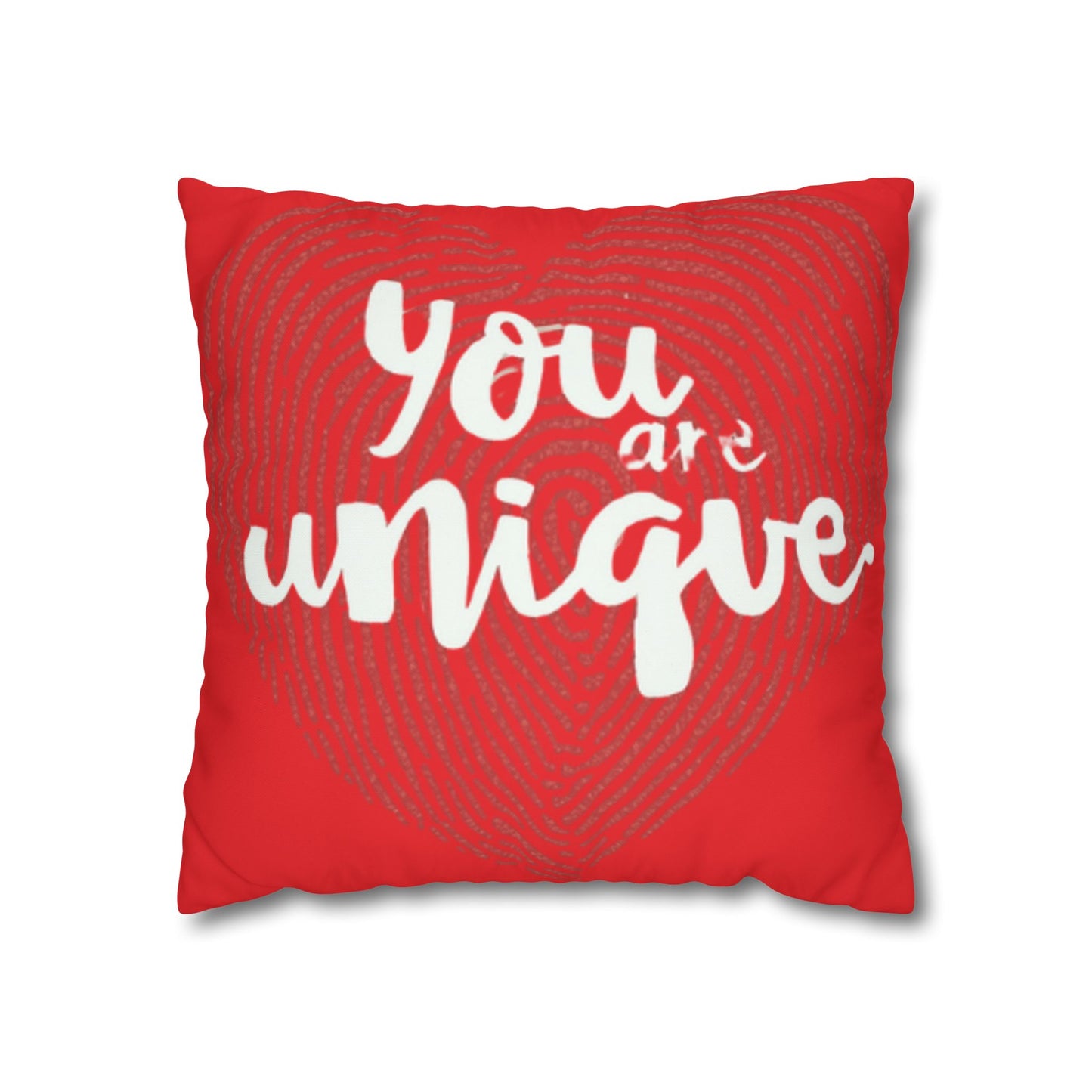 Hand-Lettered Message Red Pillowcase Square Poly Canvas Pillowcase | Bold Script Accent
