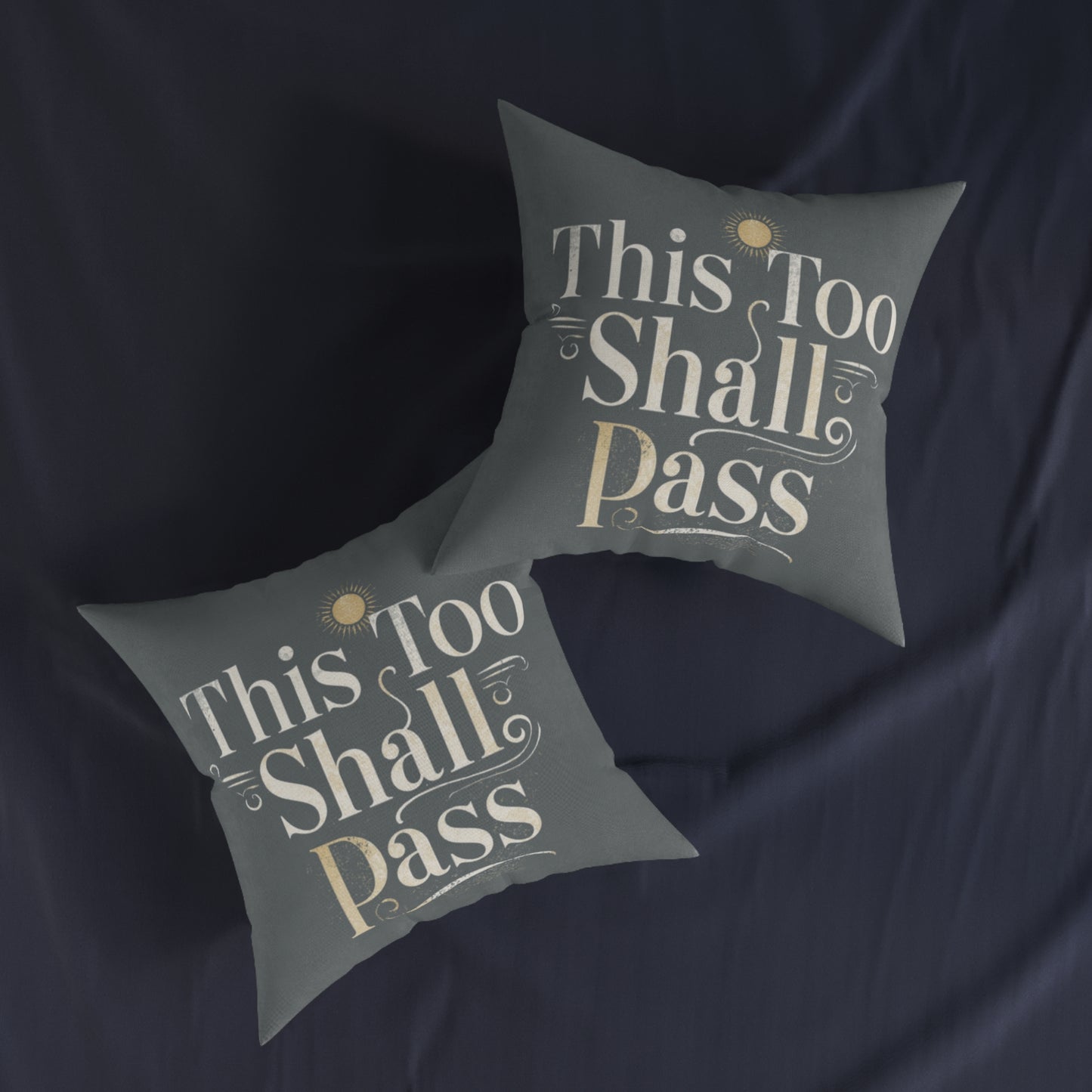 This Too Shall Pass script | Square Pillow, vintage hand-lettered calming throw pillow