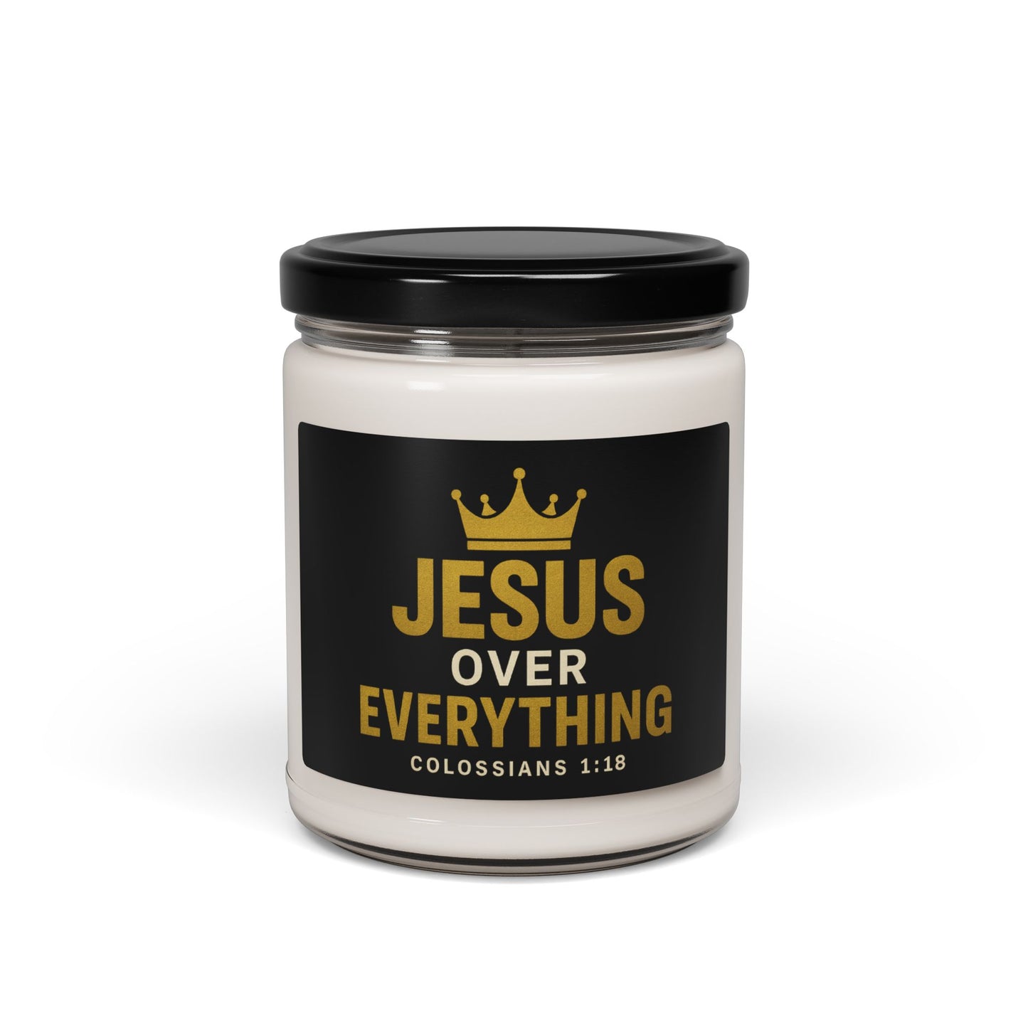 Soy Candle: Jesus Over Everything Cinnamon Vanilla Scent, 9oz