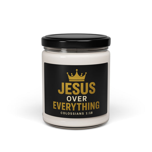 Soy Candle: Jesus Over Everything Cinnamon Vanilla Scent, 9oz